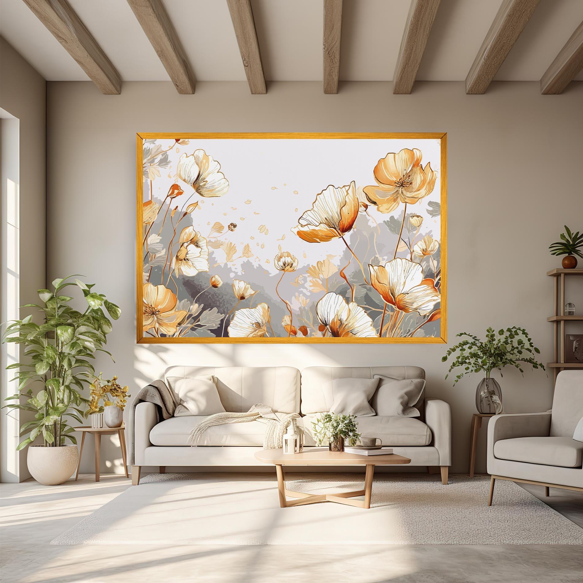 Tablou Canvas Gold Poppies mockup 6