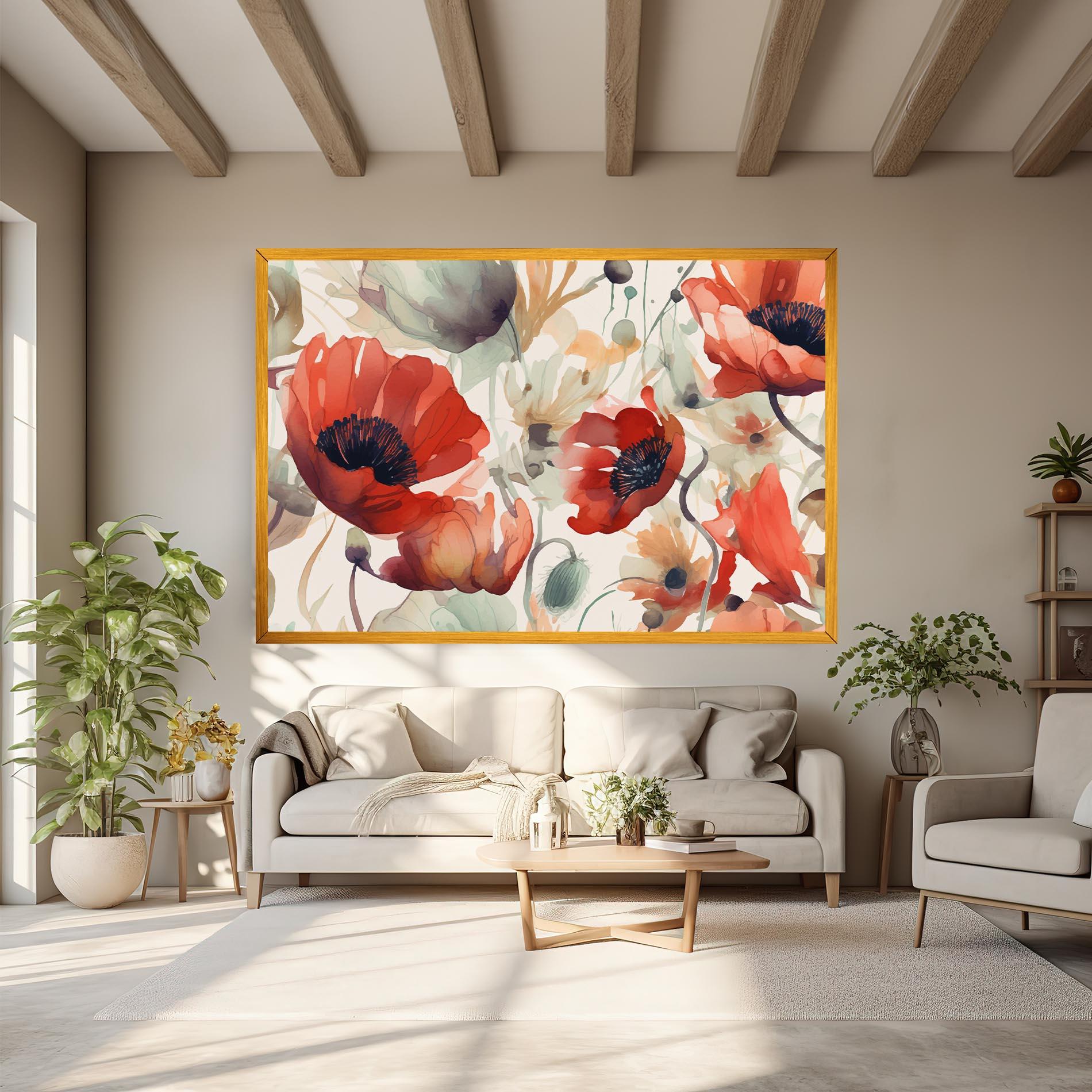 Tablou Canvas Poppy Red Cream mockup 6
