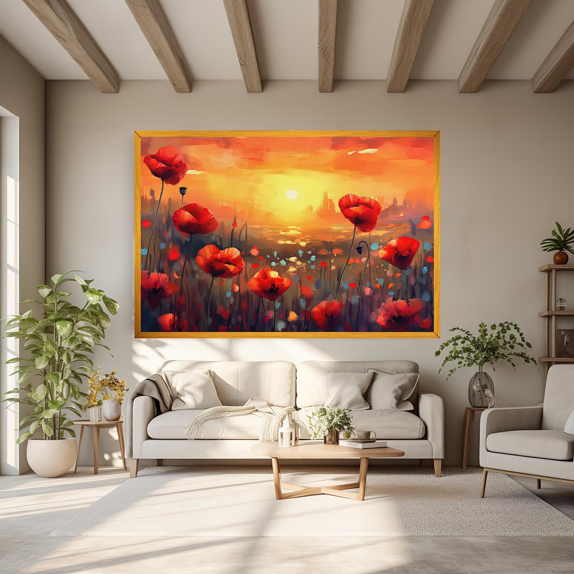Tablou Canvas Sunrise Painting Poppies mockup 6