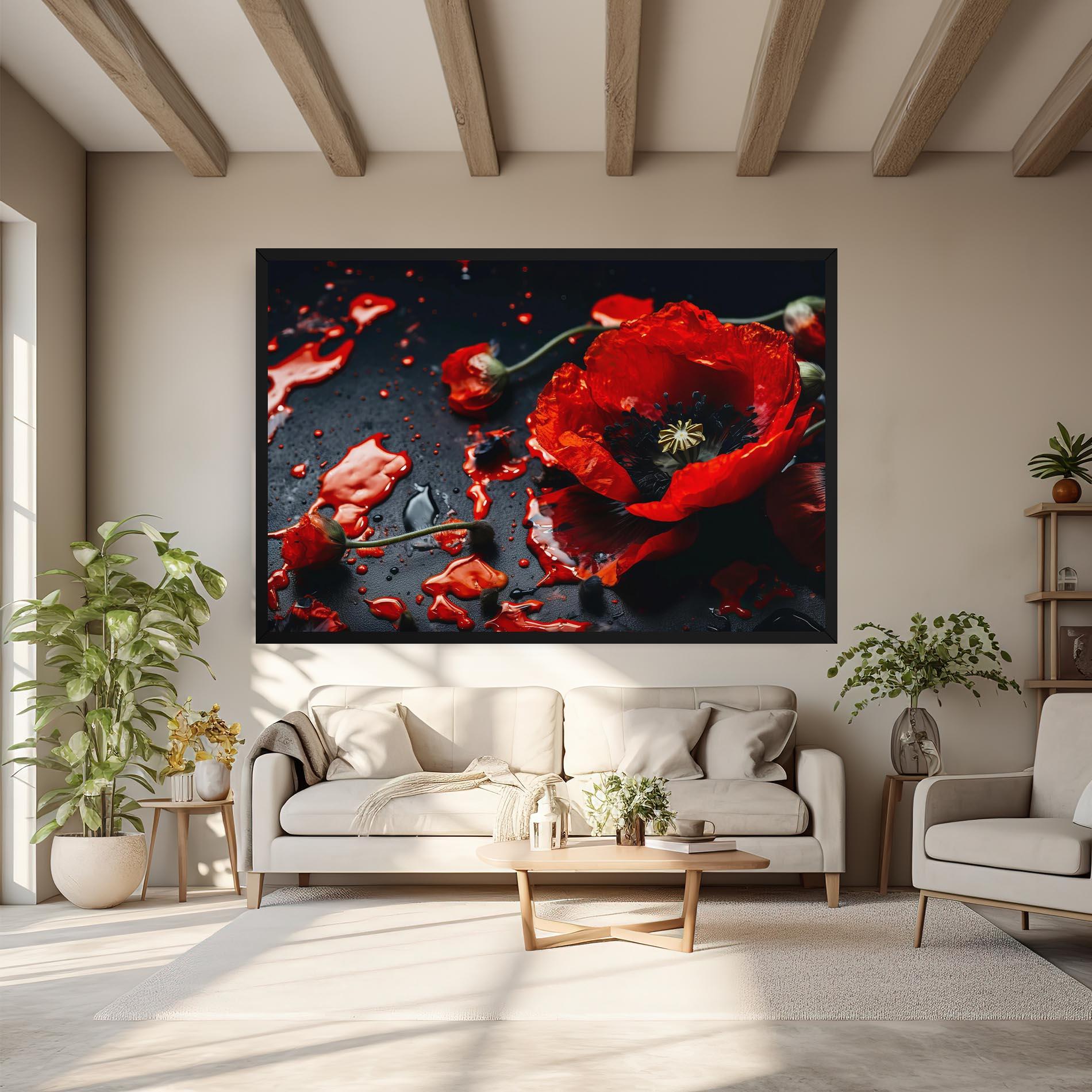 Tablou Canvas Beautiful Red Poppy Liquid mockup 6
