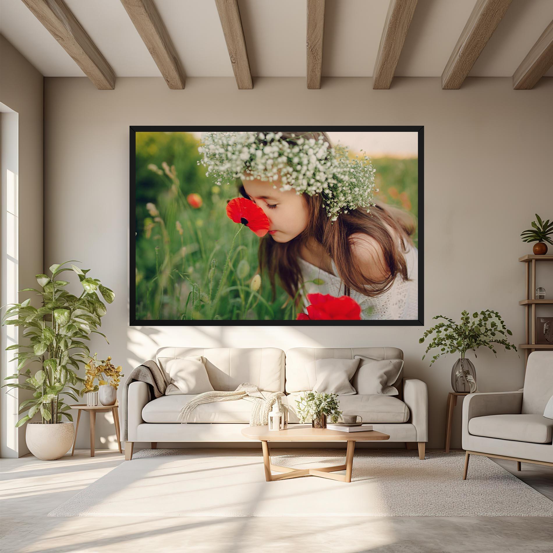 Tablou Canvas Girl With Poppies mockup 6