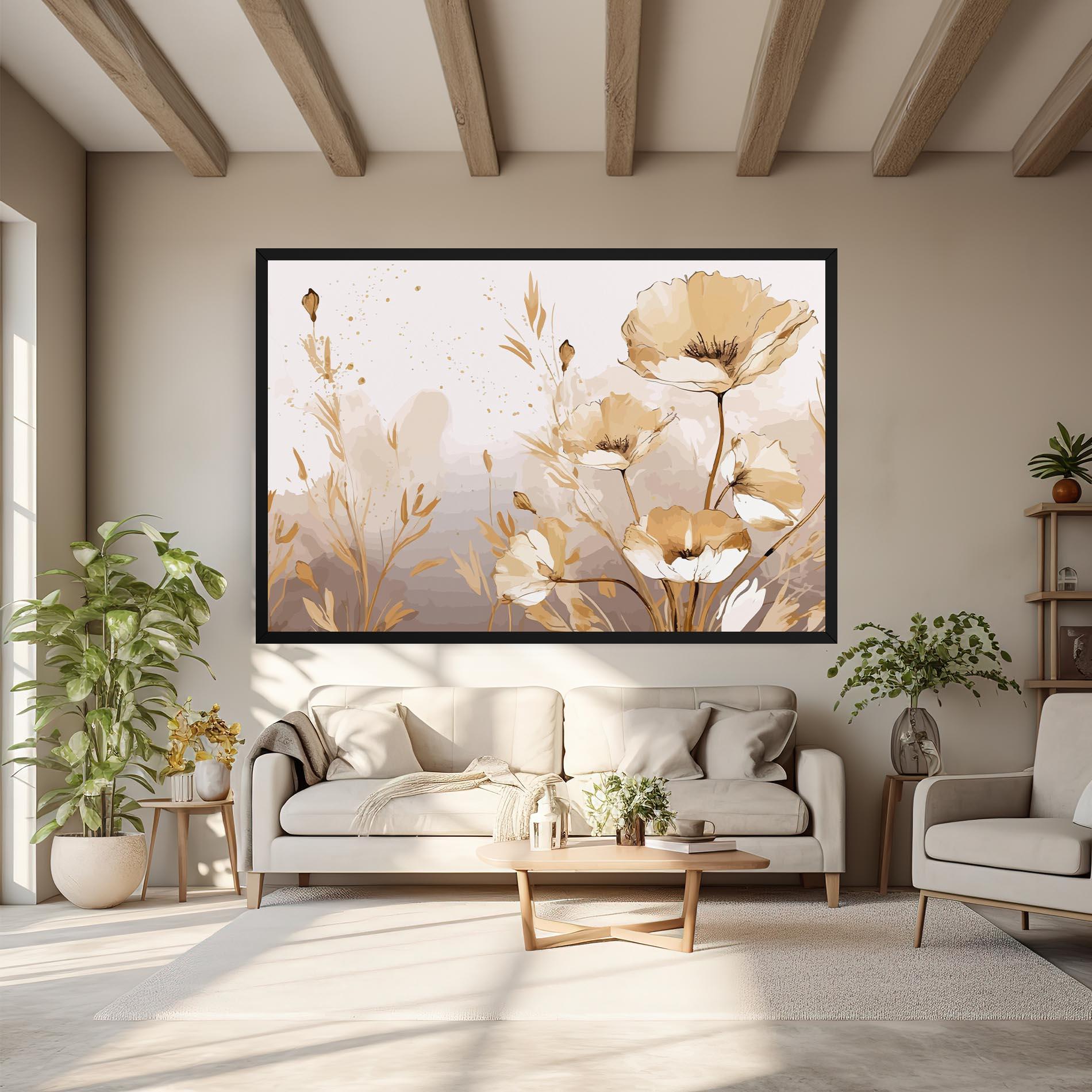 Tablou Canvas Gold Cream Poppy mockup 6