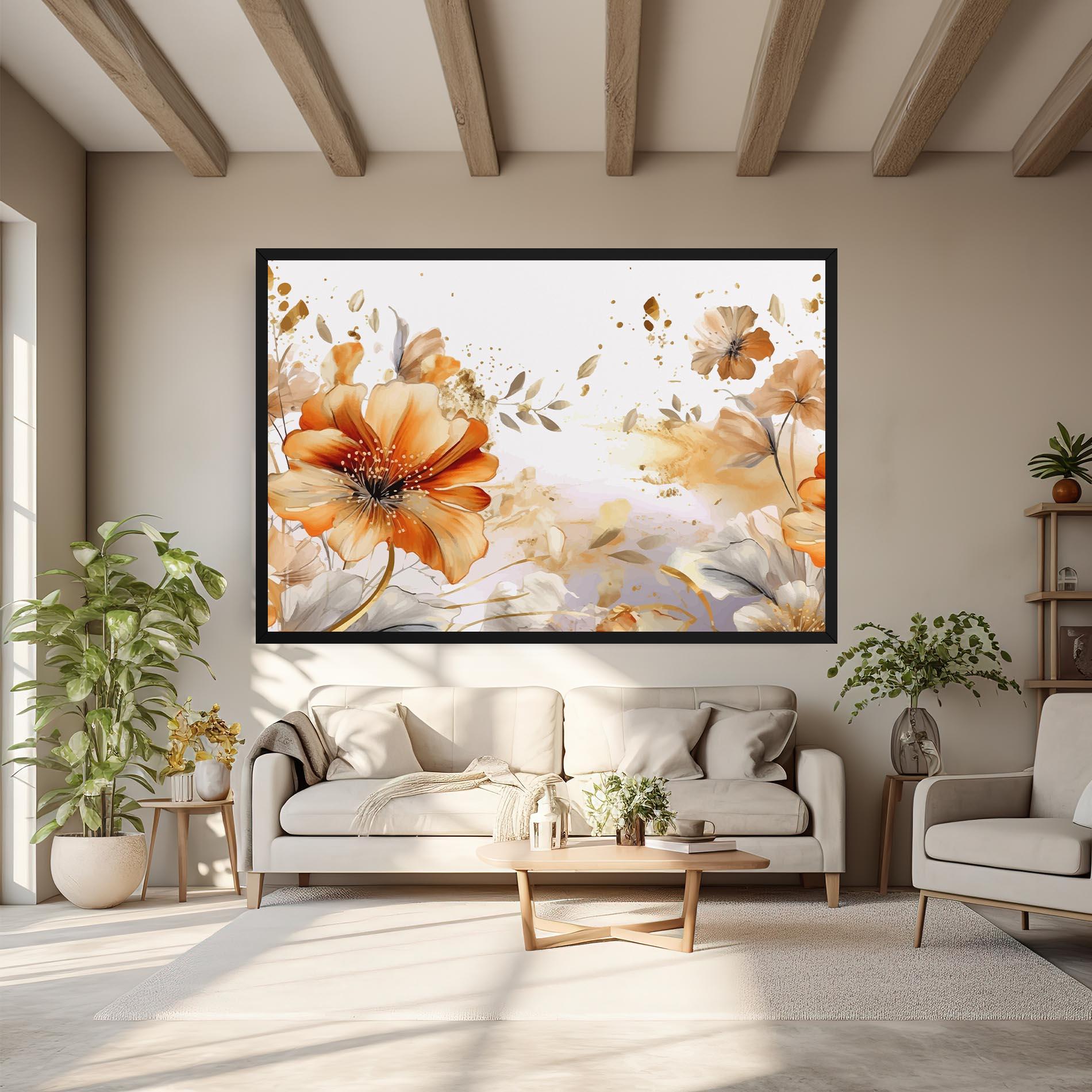Tablou Canvas Gold Orange Poppy mockup 6