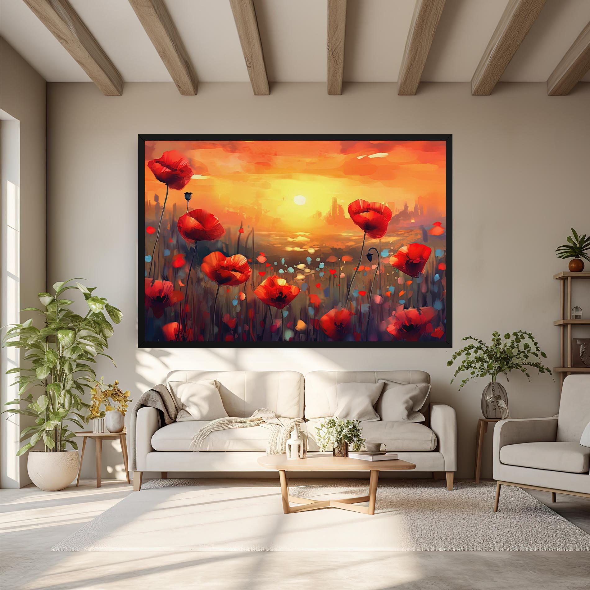 Tablou Canvas Sunrise Painting Poppies mockup 6
