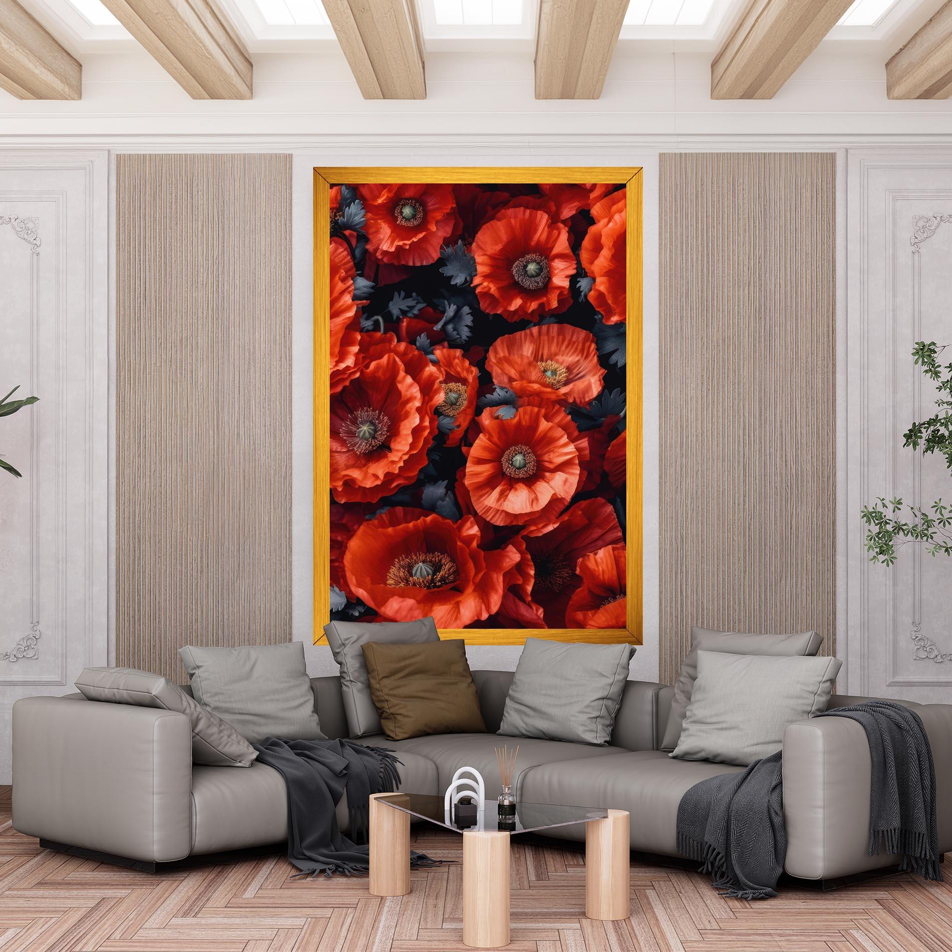 Tablou Canvas Black Red Poppies mockup 6