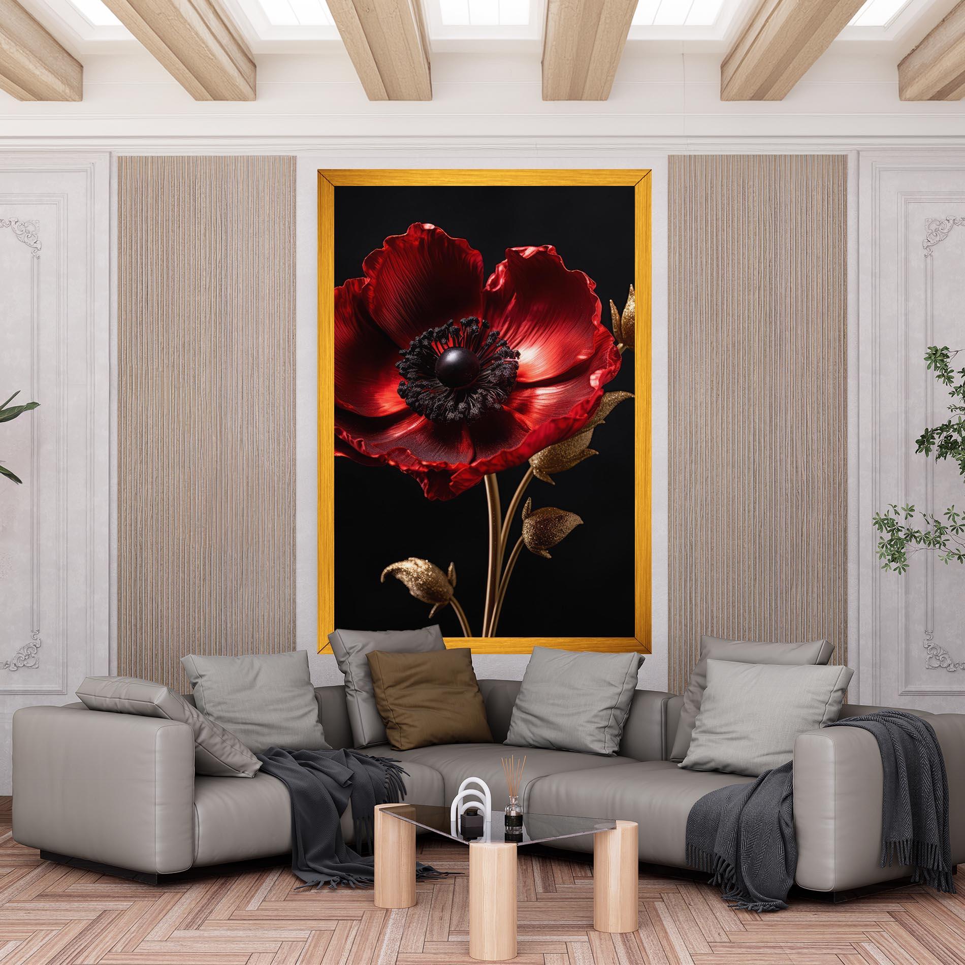 Tablou Canvas Dark Red Poppy mockup 6