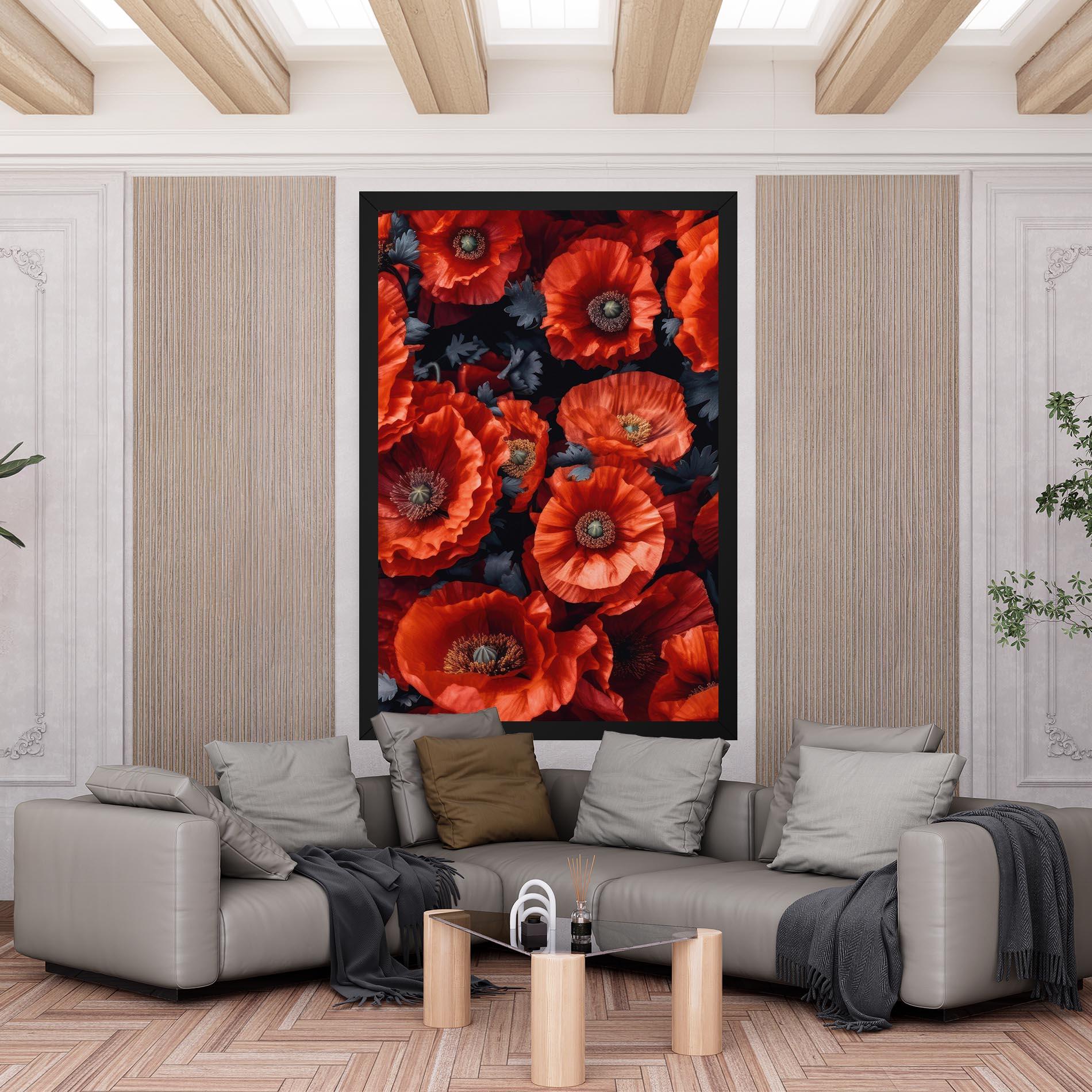 Tablou Canvas Black Red Poppies mockup 6