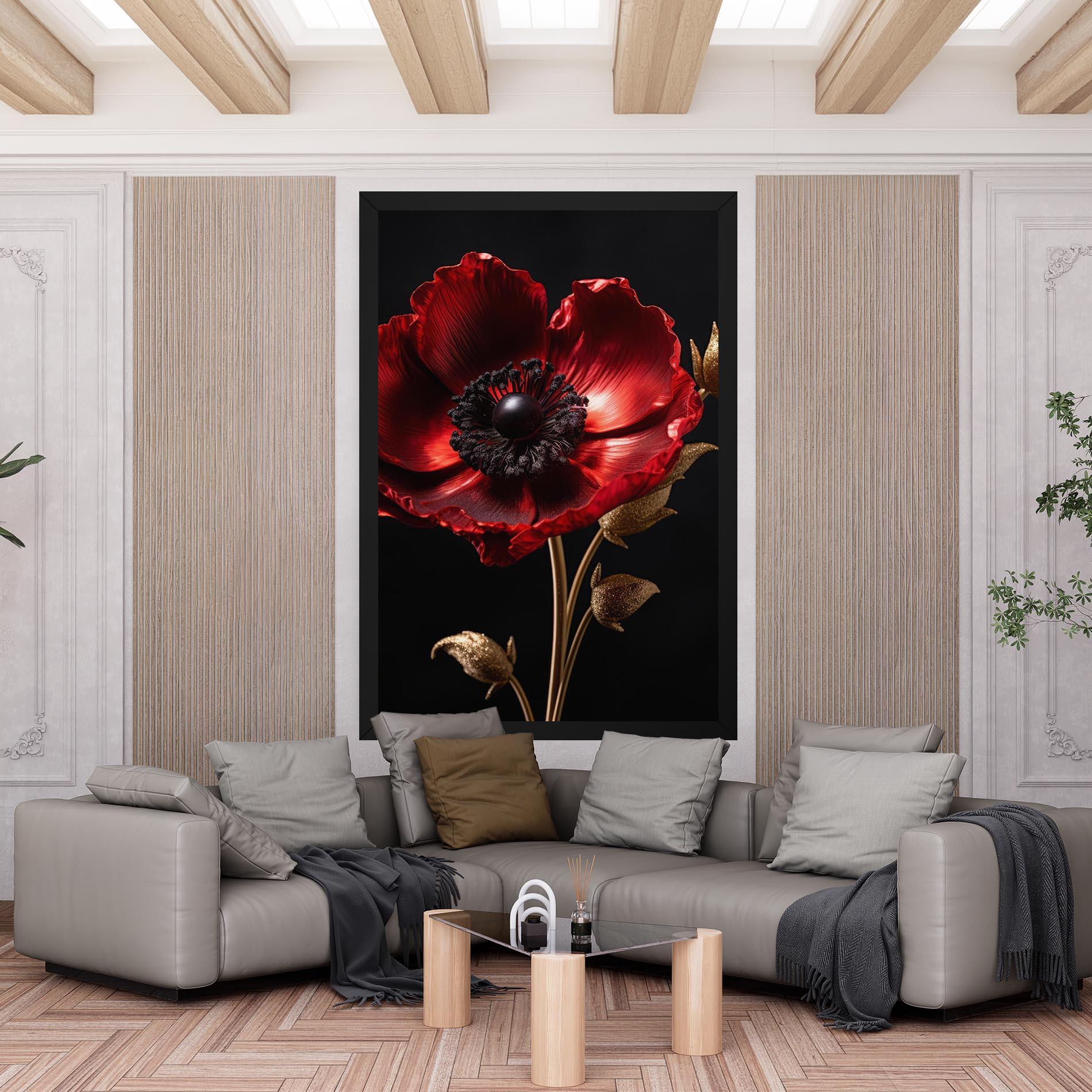 Tablou Canvas Dark Red Poppy mockup 6