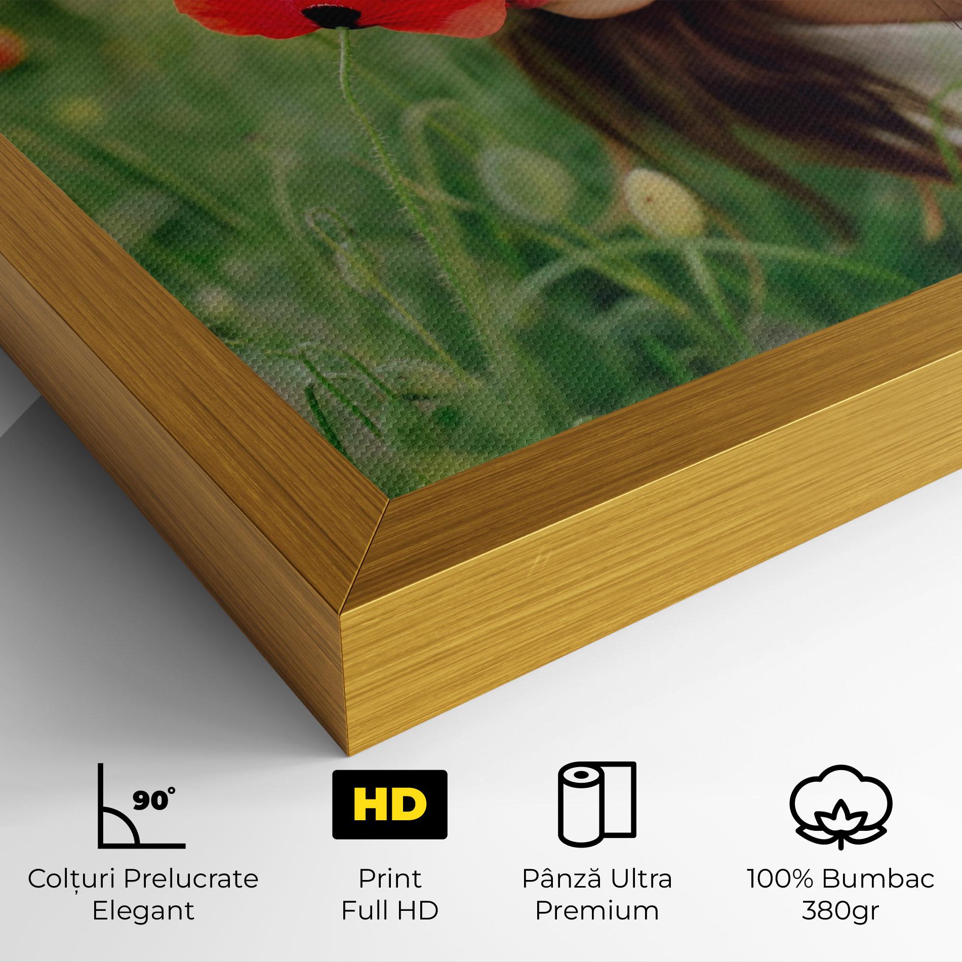 Tablou Canvas Girl With Poppies mockup 4