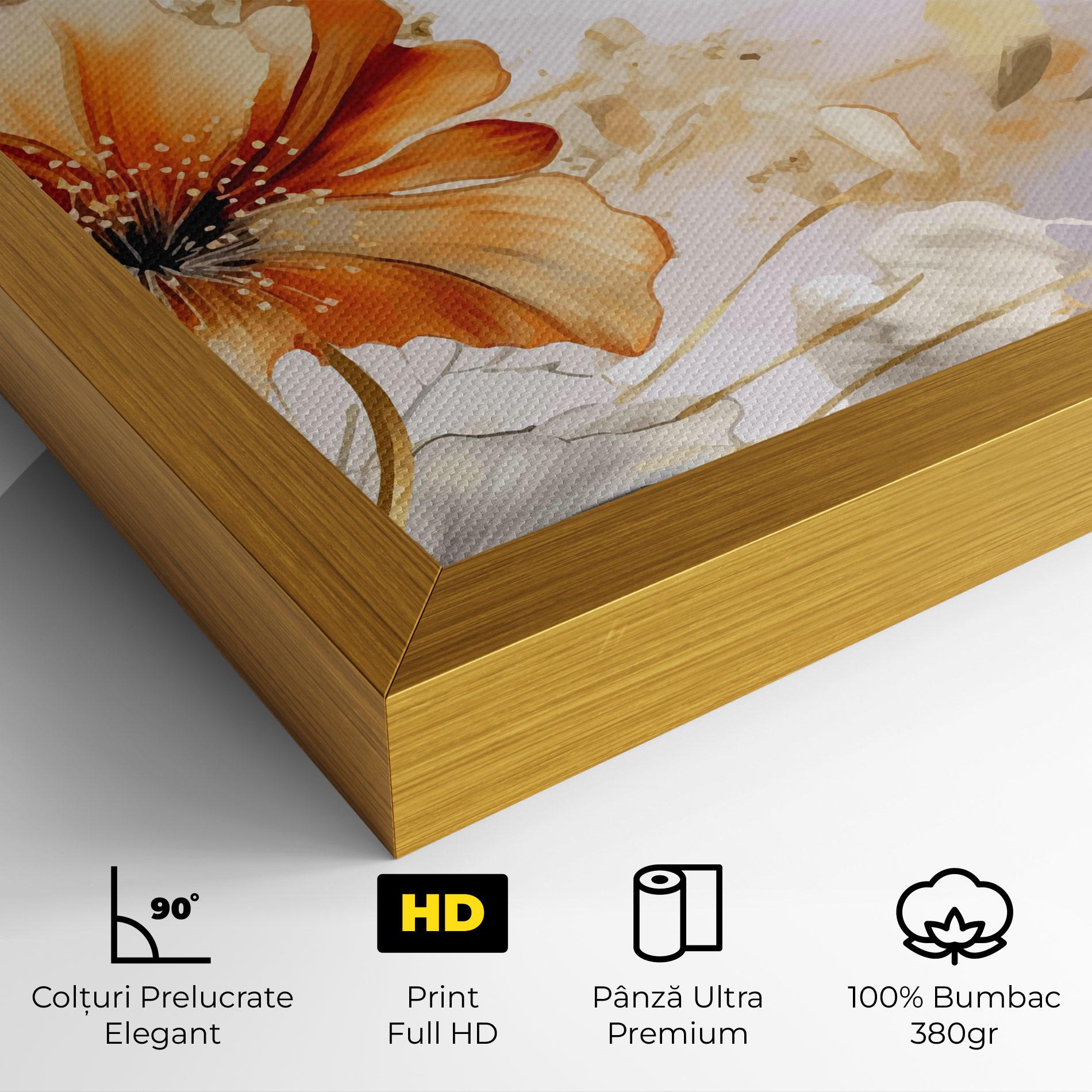 Tablou Canvas Gold Orange Poppy mockup 4