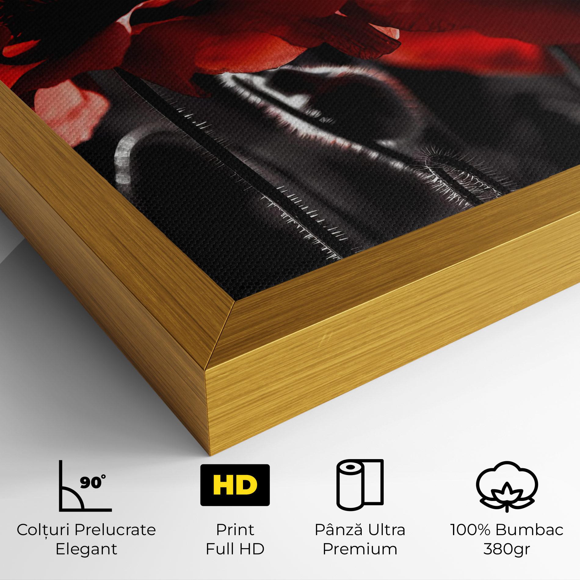 Tablou Canvas Light Red Poppy On Black mockup 4