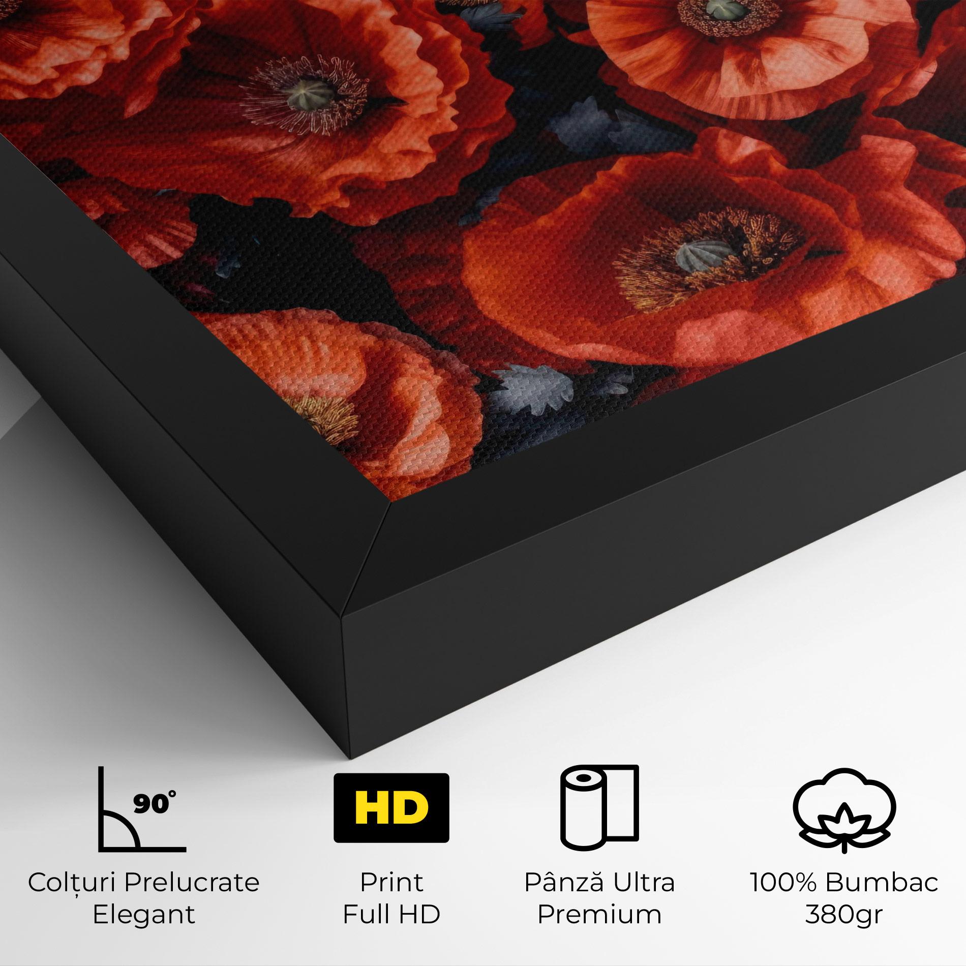 Tablou Canvas Black Red Poppies mockup 4