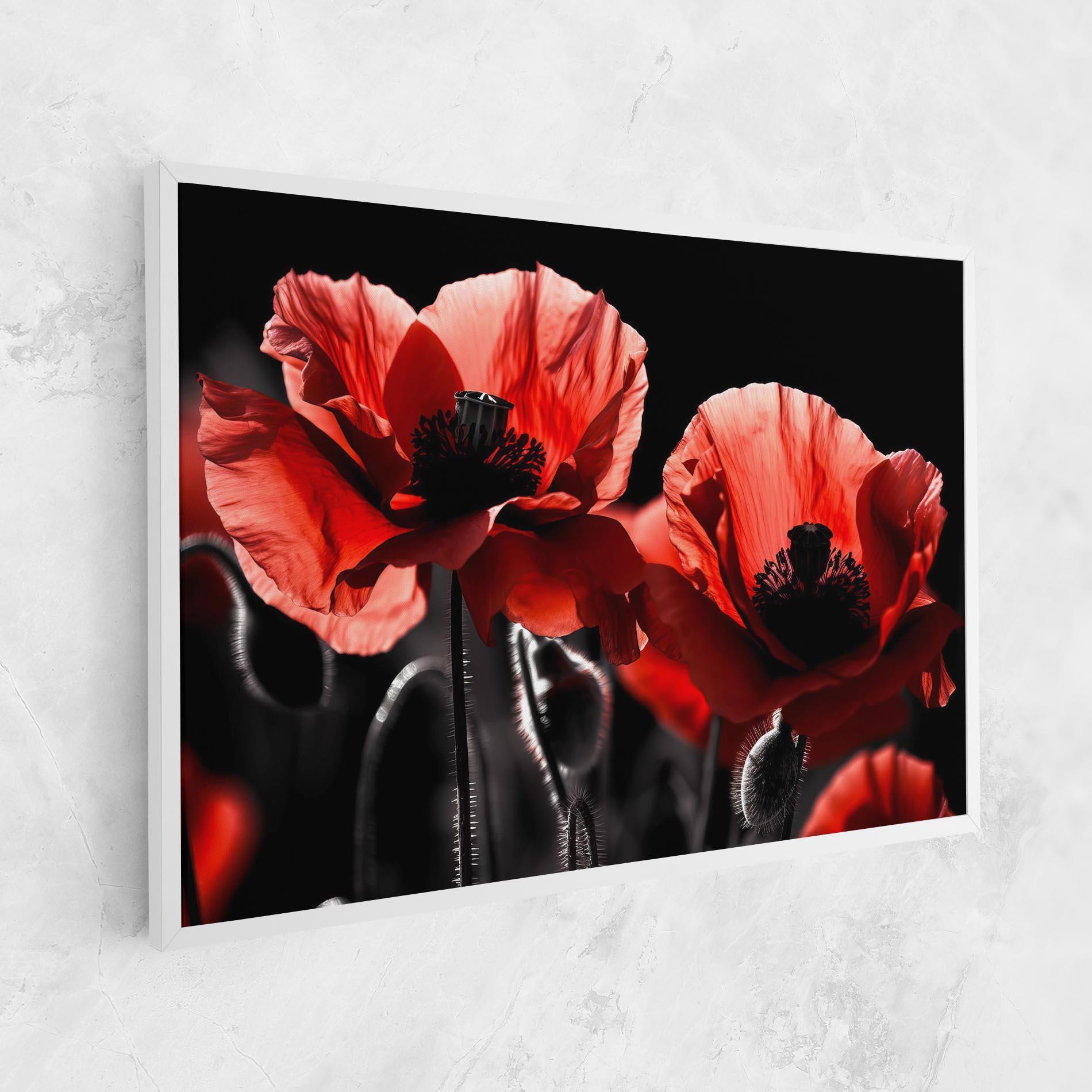 Tablou Canvas Light Red Poppy On Black mockup 1