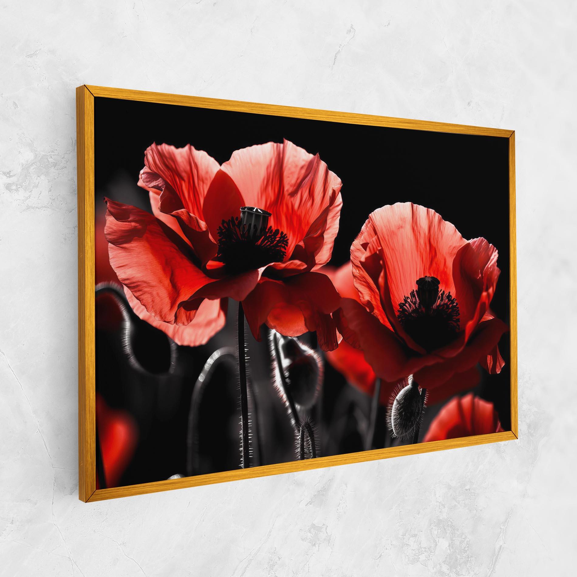 Tablou Canvas Light Red Poppy On Black mockup 1