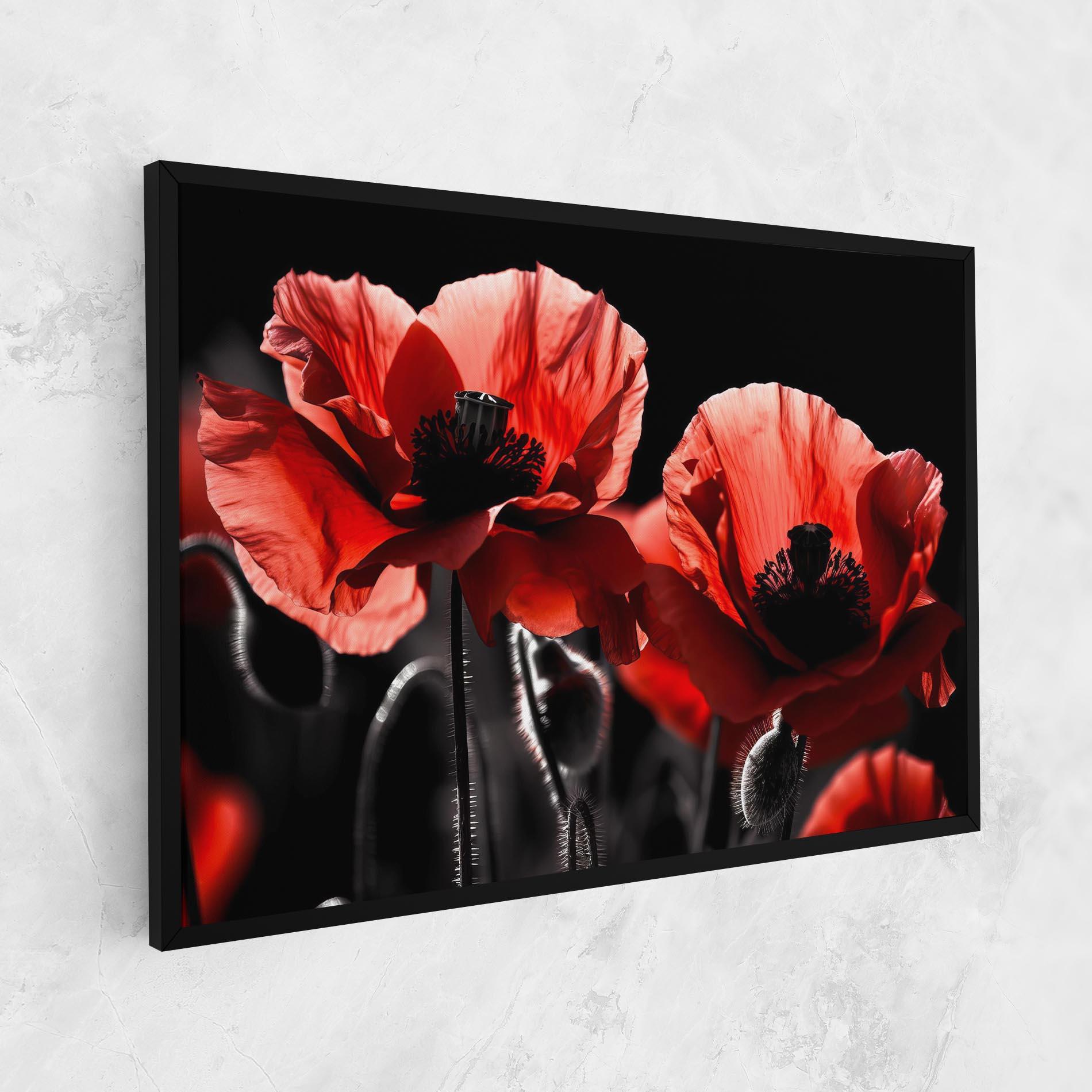 Tablou Canvas Light Red Poppy On Black mockup 1