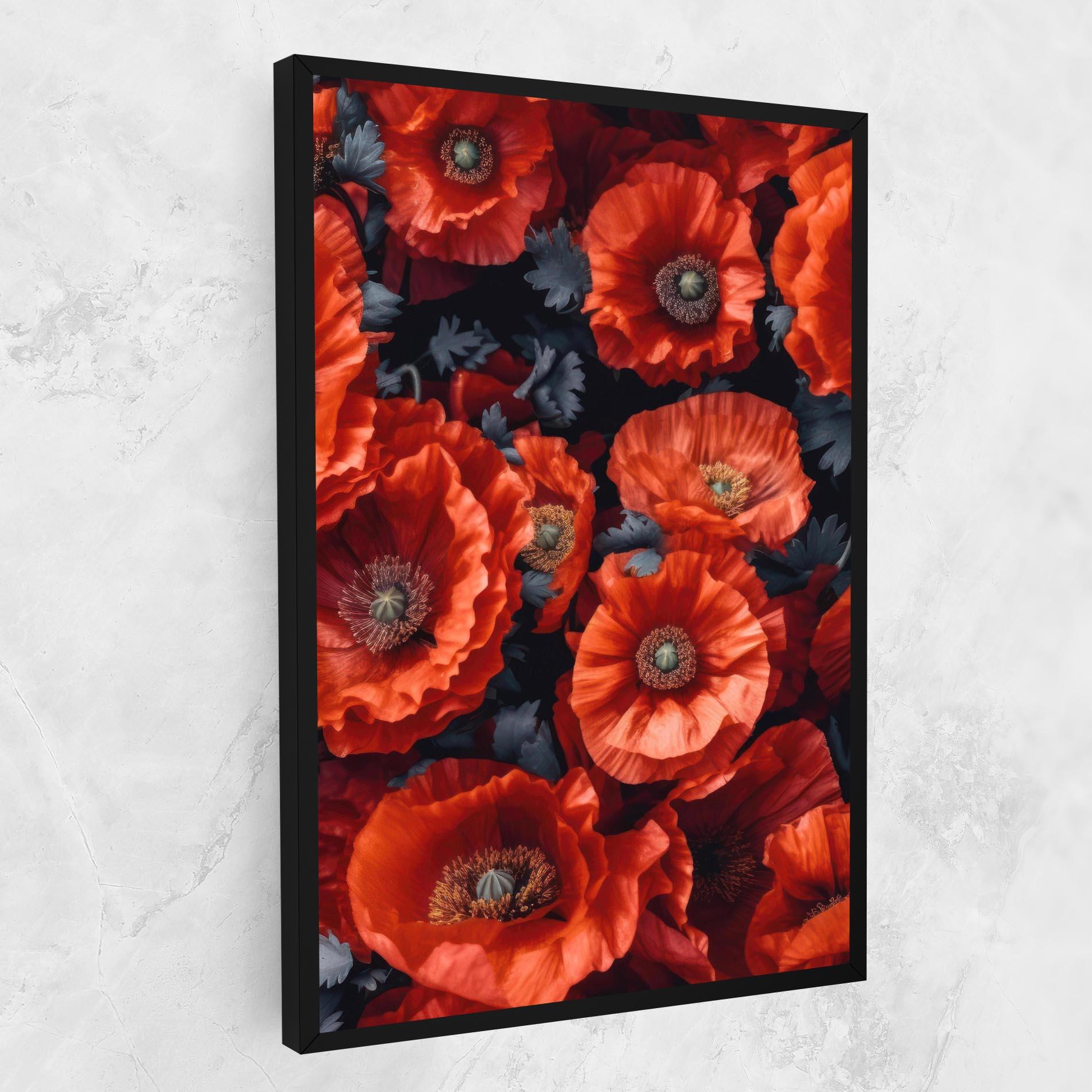 Tablou Canvas Black Red Poppies mockup 1