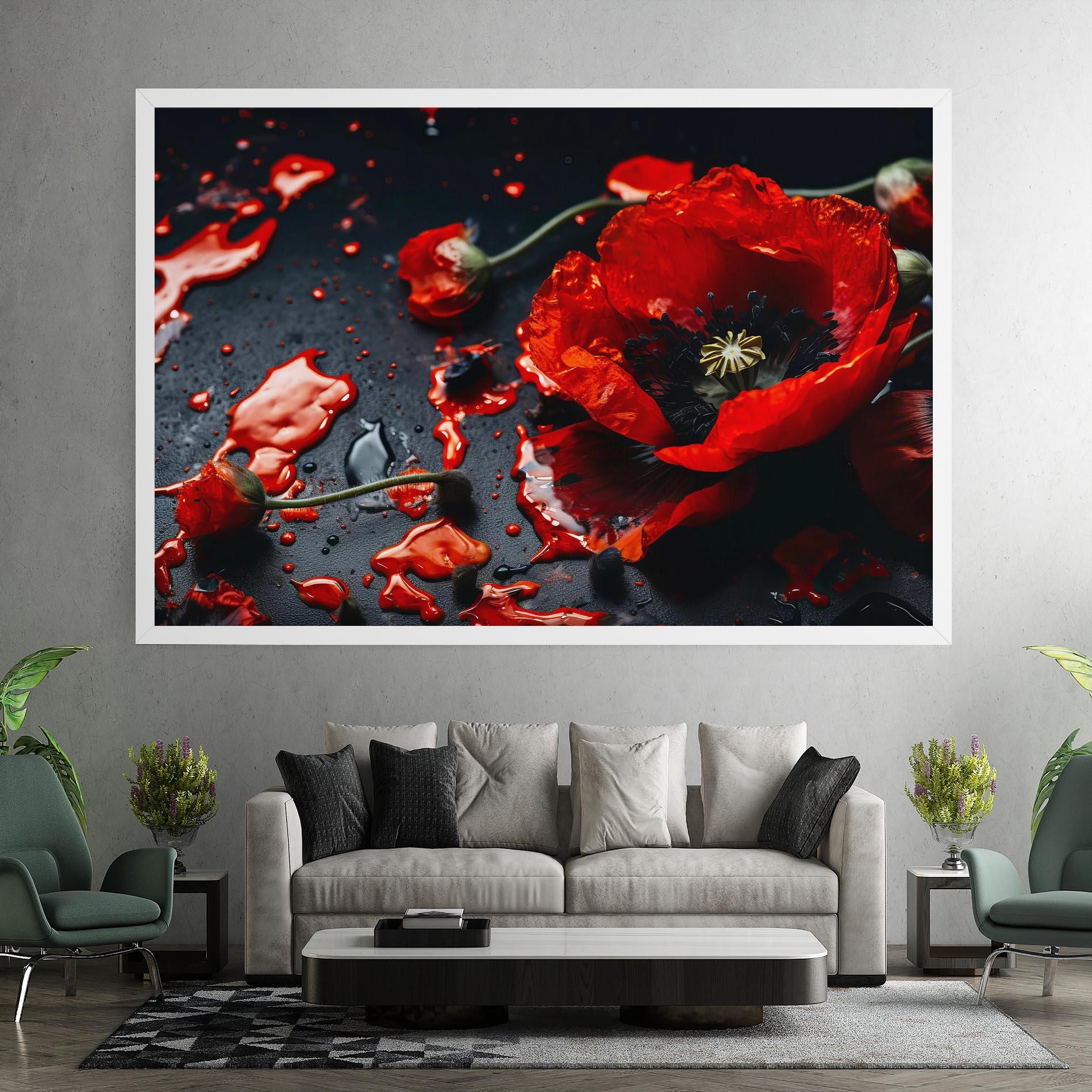 Tablou Canvas Beautiful Red Poppy Liquid mockup 7