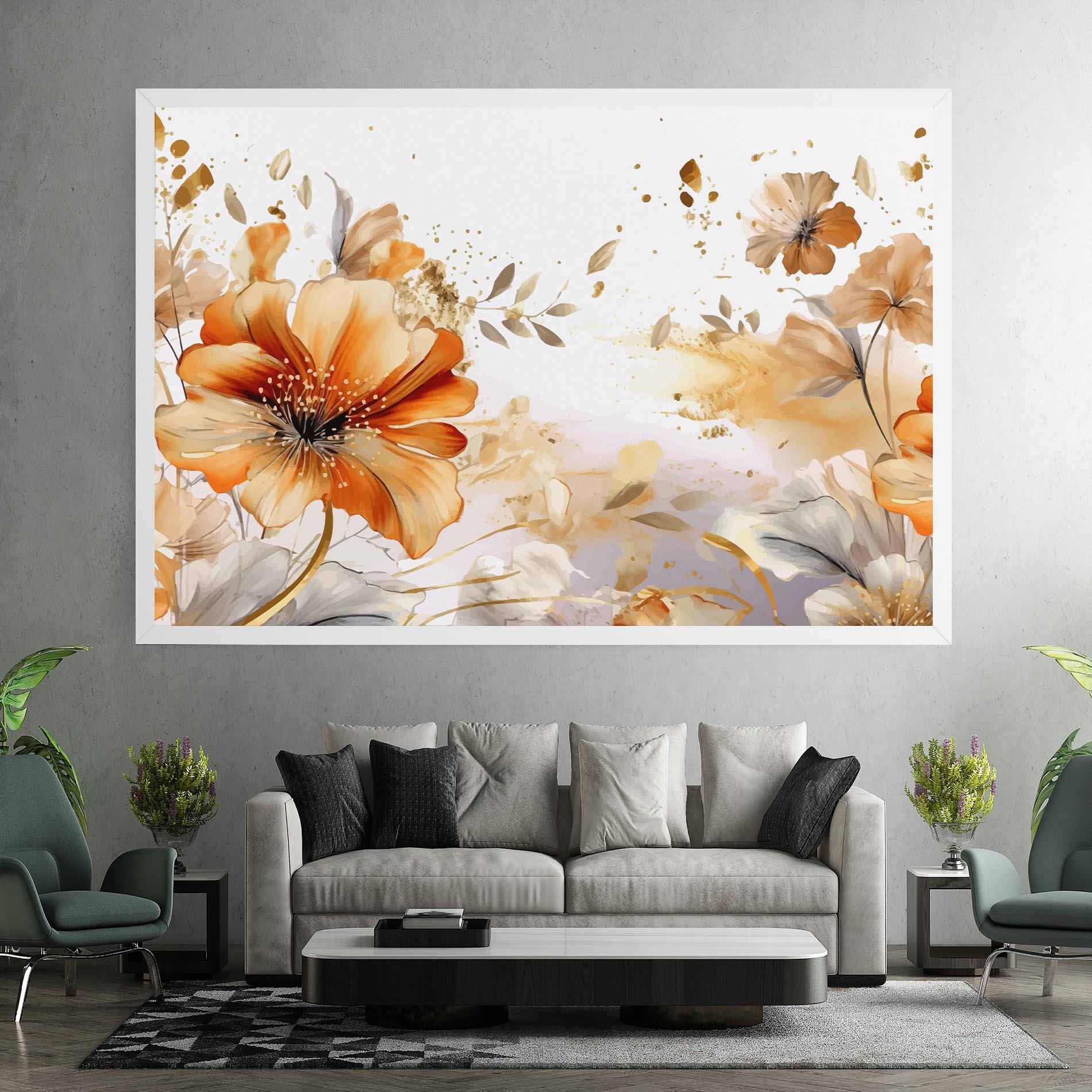 Tablou Canvas Gold Orange Poppy mockup 7