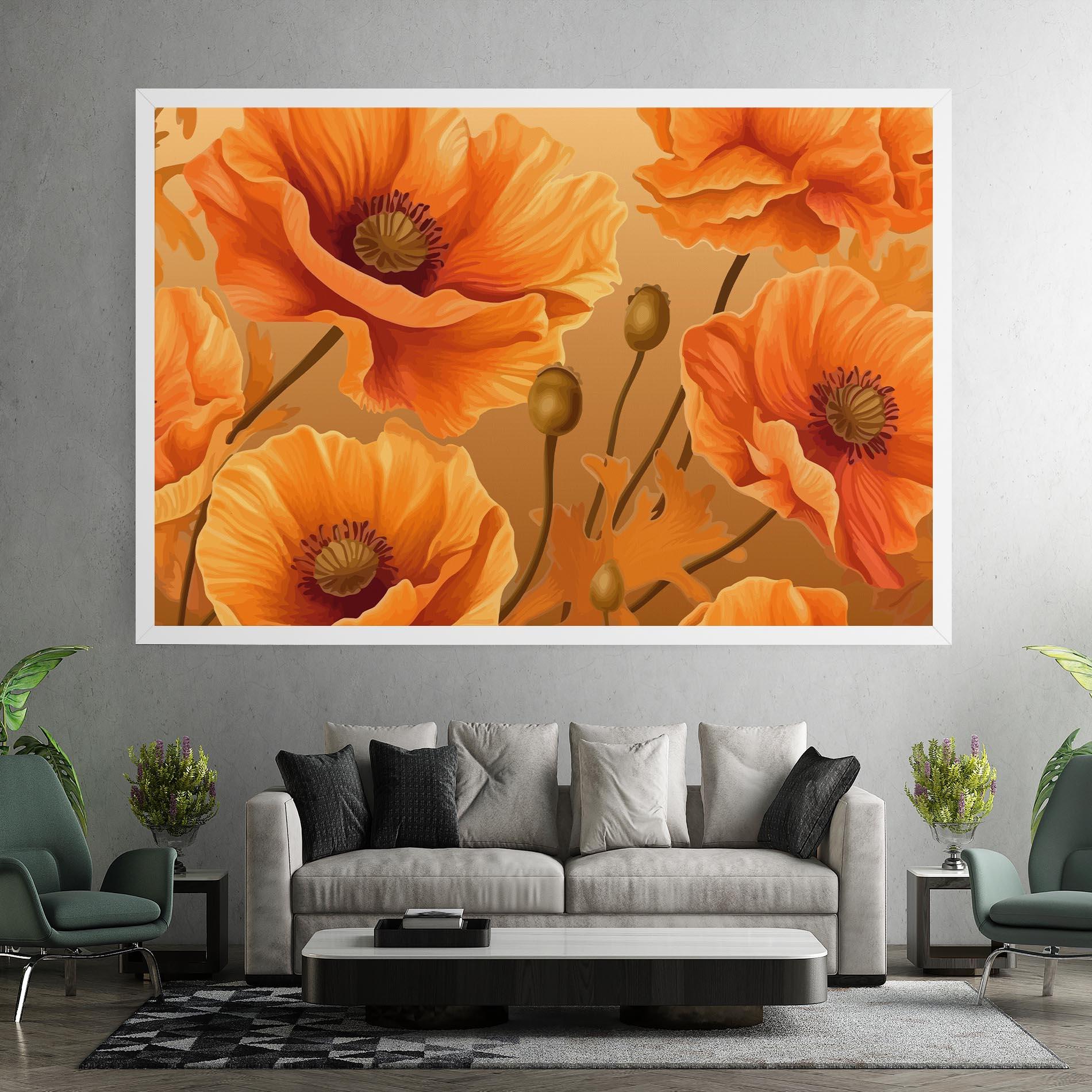 Tablou Canvas Pastel Orange Poppy mockup 7