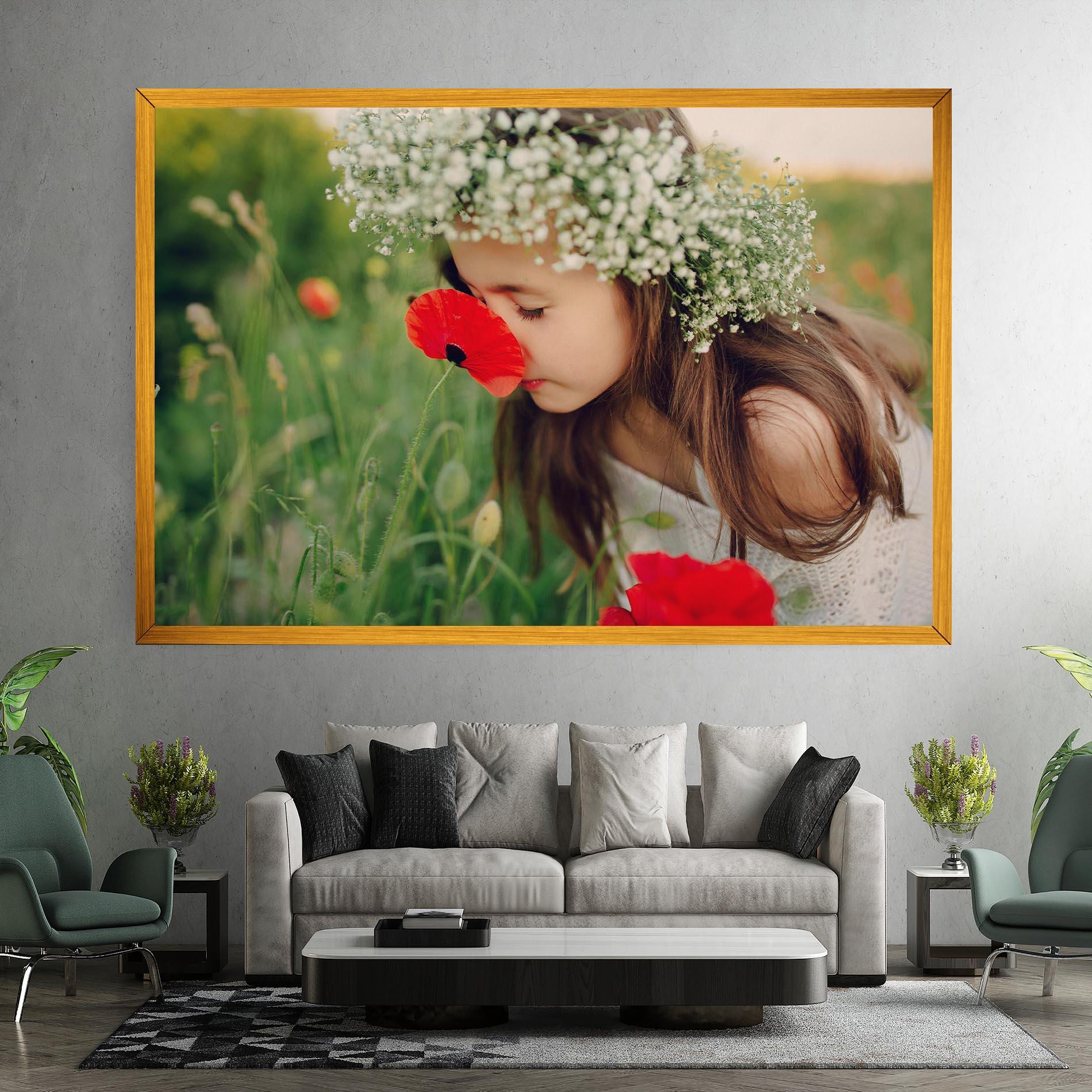 Tablou Canvas Girl With Poppies mockup 7