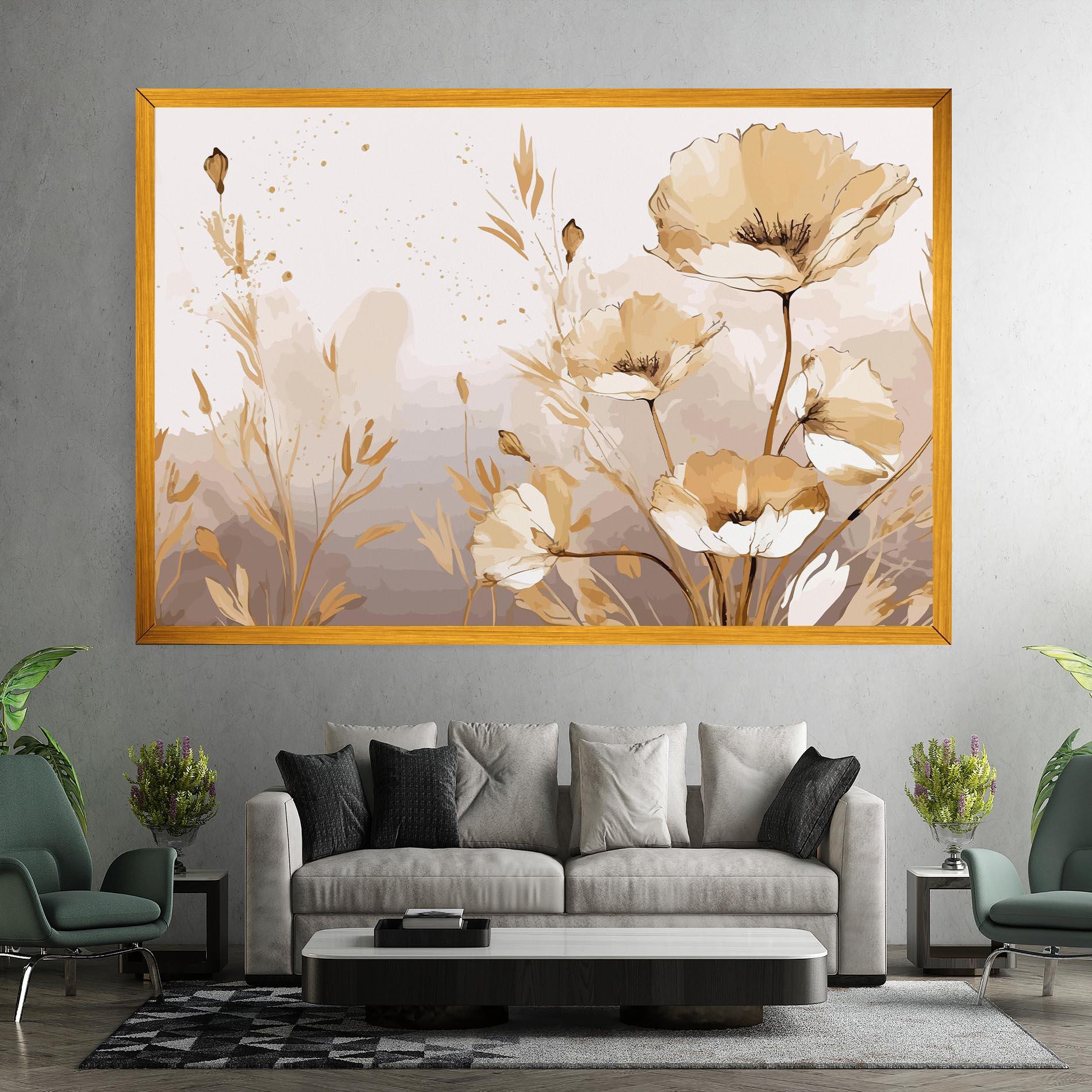 Tablou Canvas Gold Cream Poppy mockup 7
