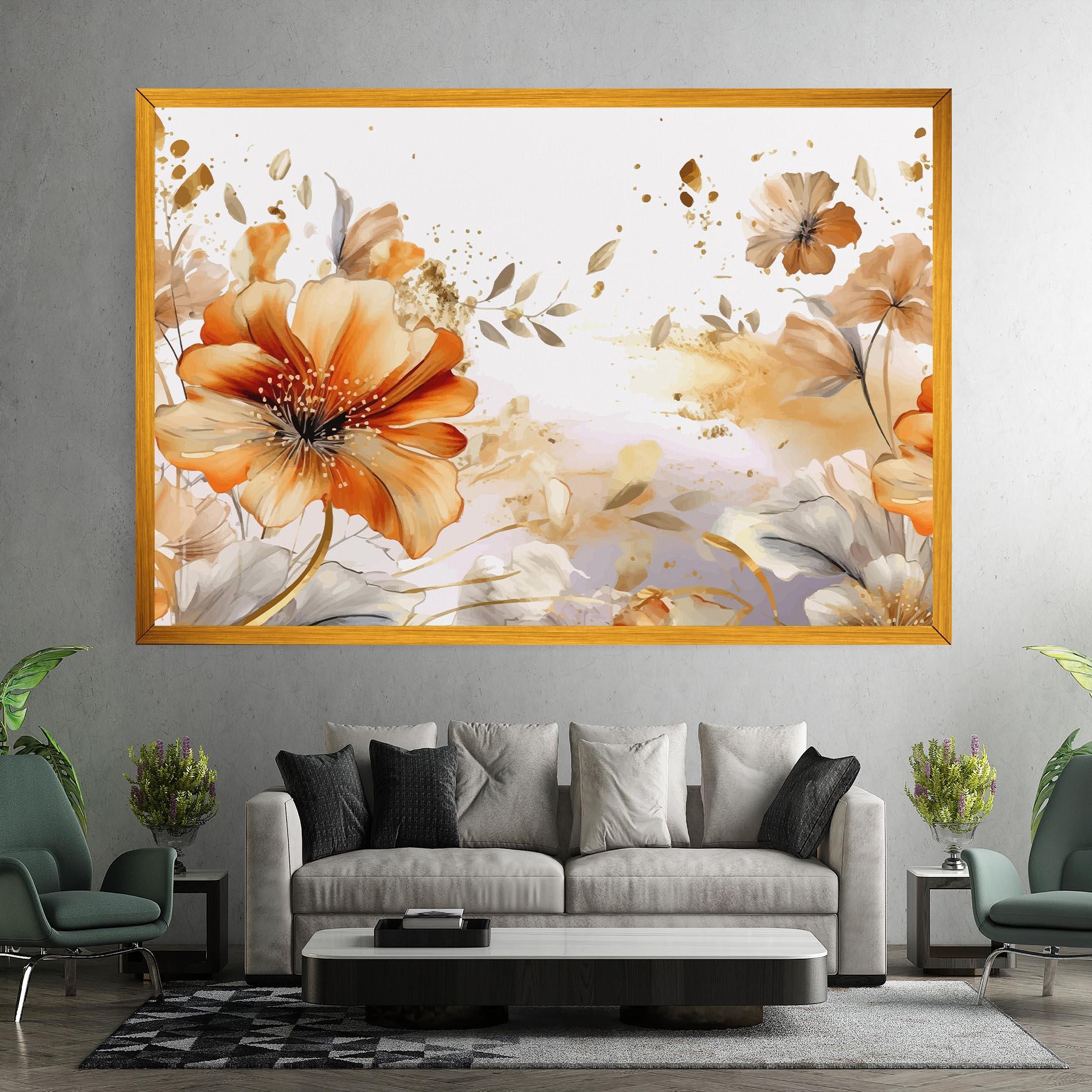 Tablou Canvas Gold Orange Poppy mockup 7