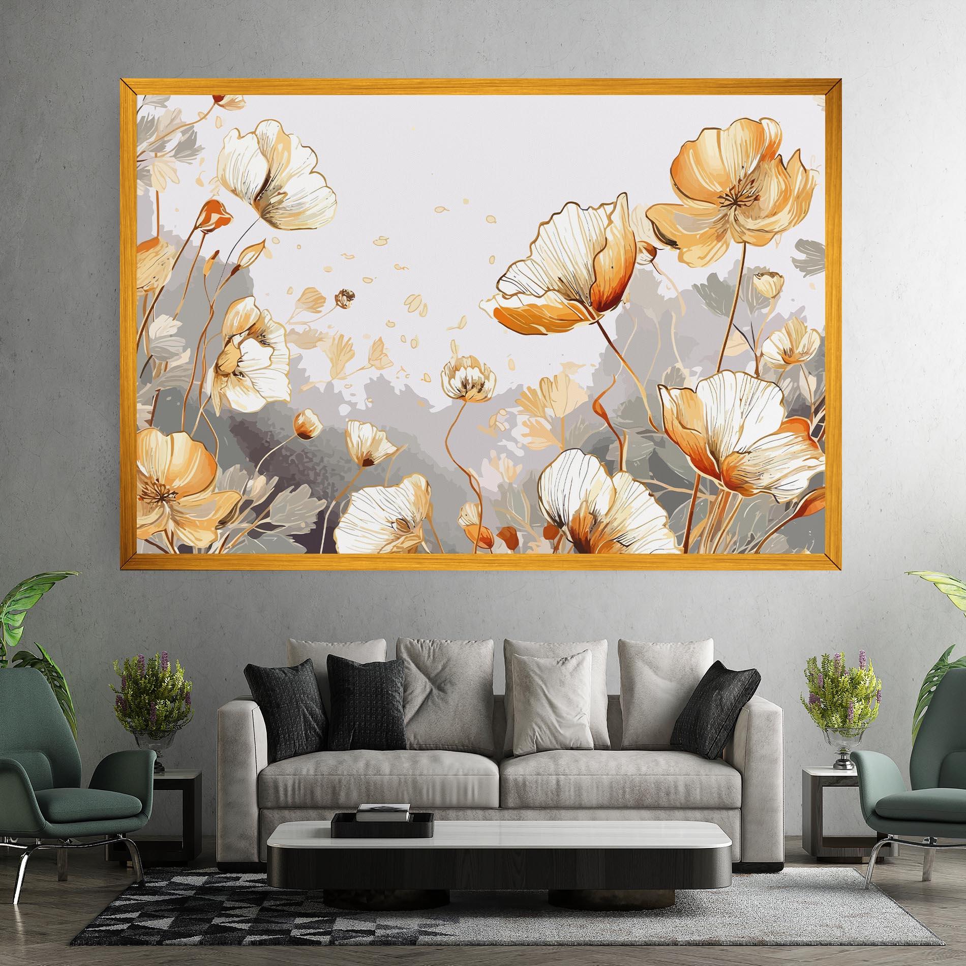 Tablou Canvas Gold Poppies mockup 7