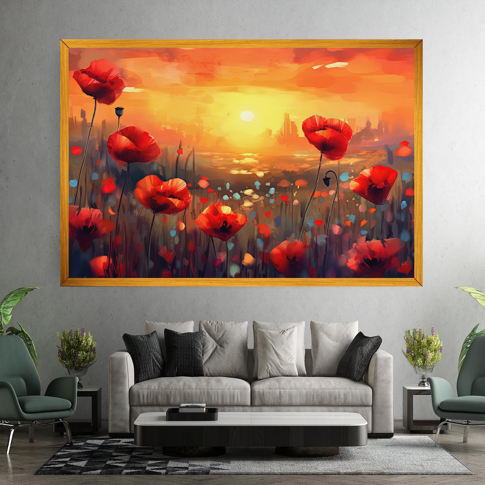 Tablou Canvas Sunrise Painting Poppies mockup 7
