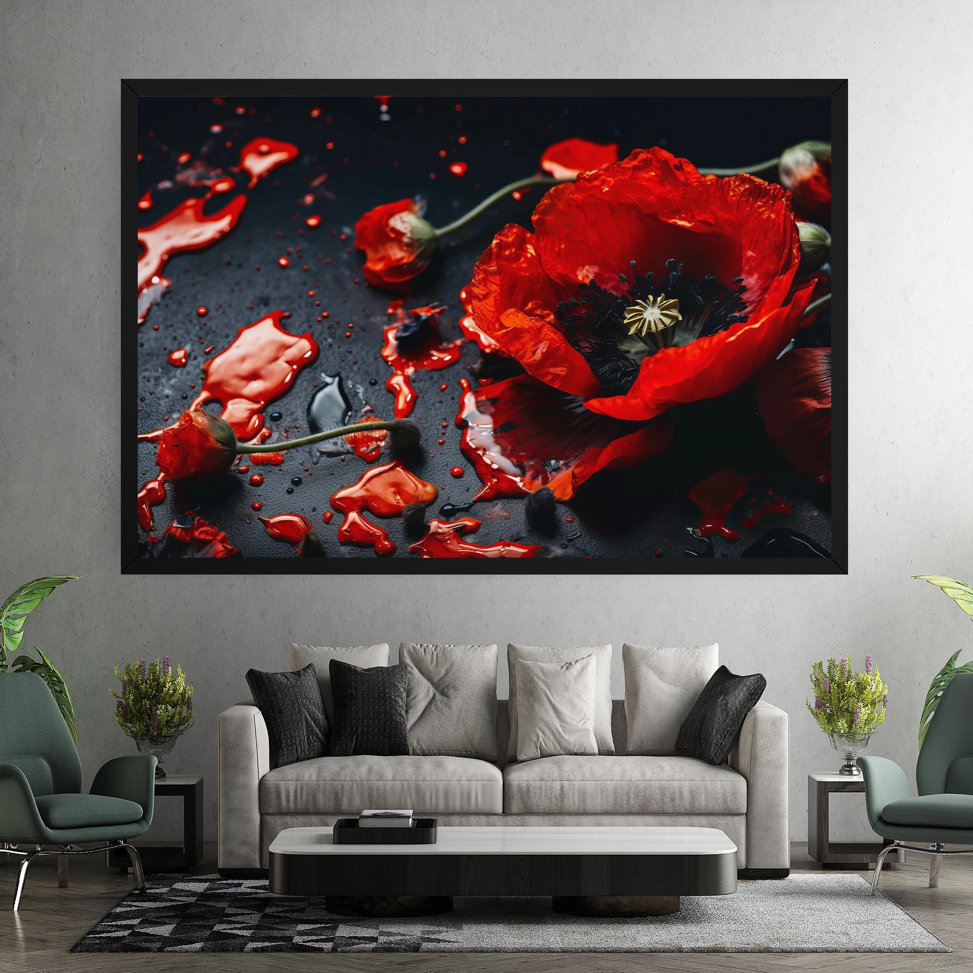 Tablou Canvas Beautiful Red Poppy Liquid mockup 7