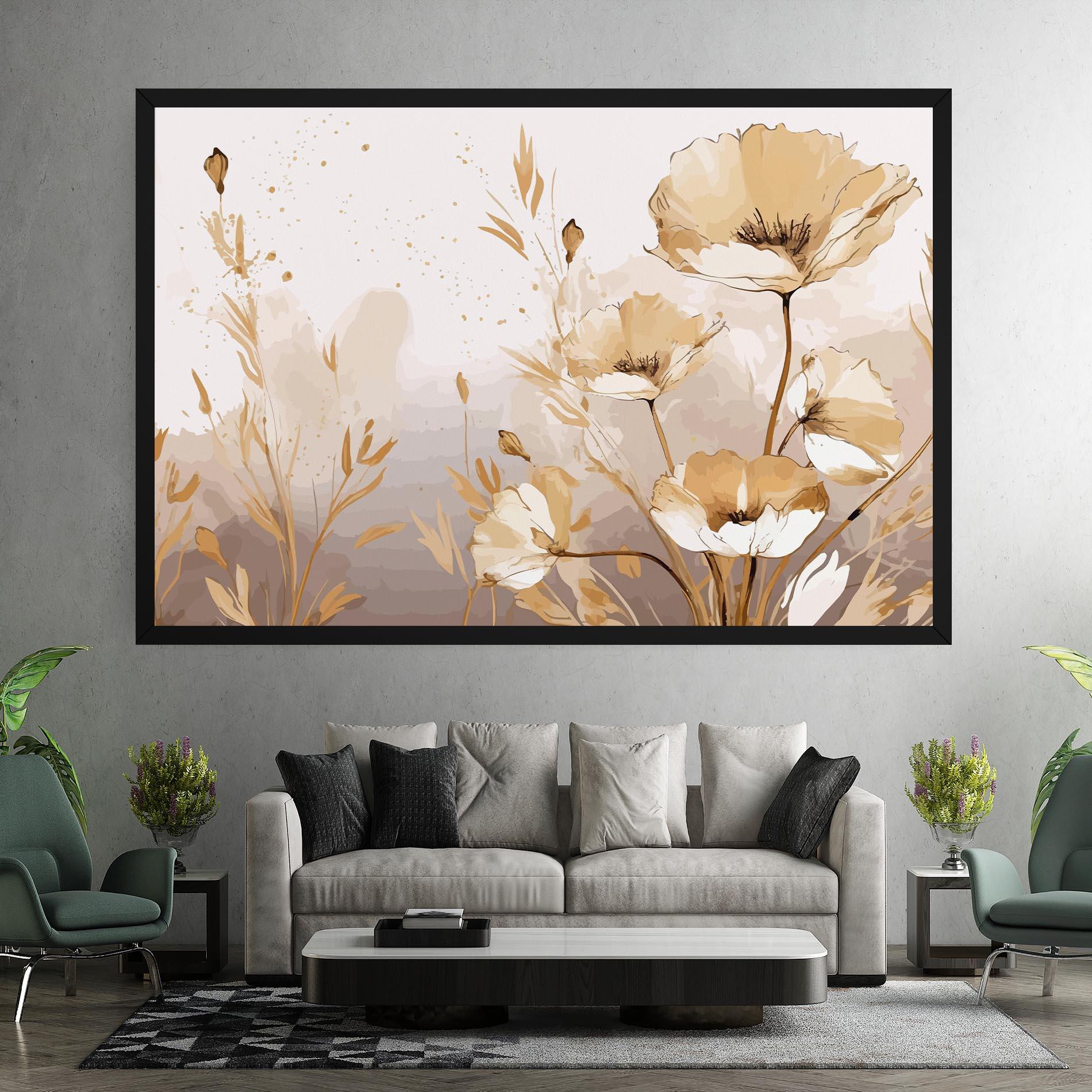 Tablou Canvas Gold Cream Poppy mockup 7