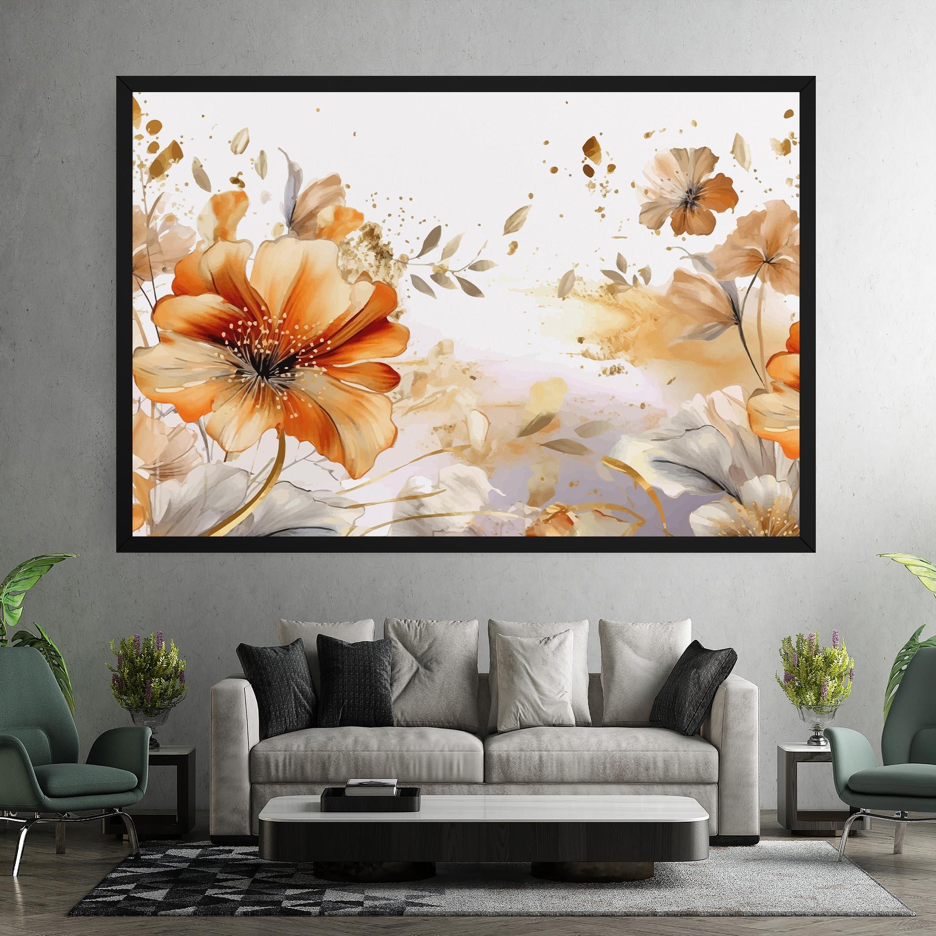 Tablou Canvas Gold Orange Poppy mockup 7