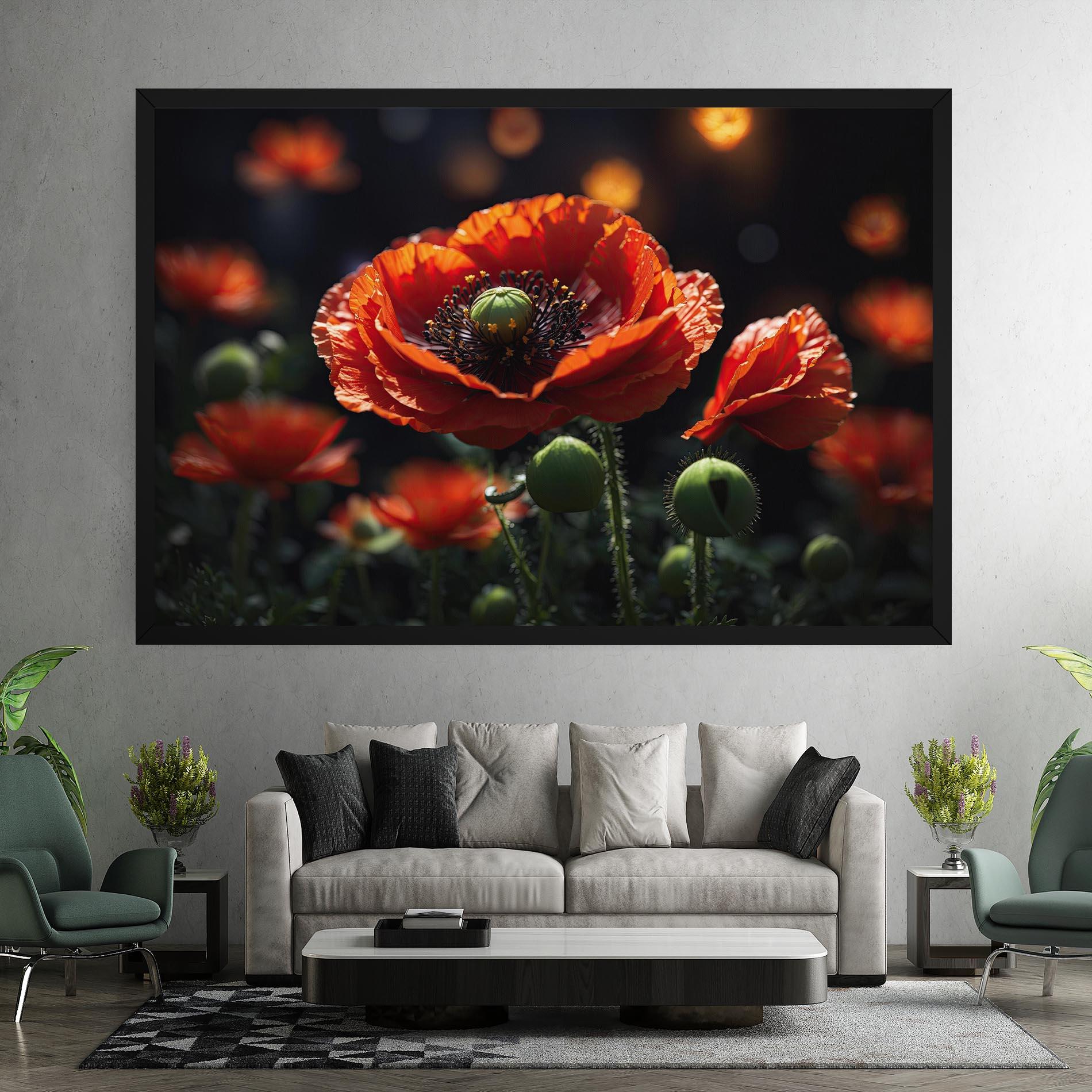 Tablou Canvas Red Poppy Close Up mockup 7