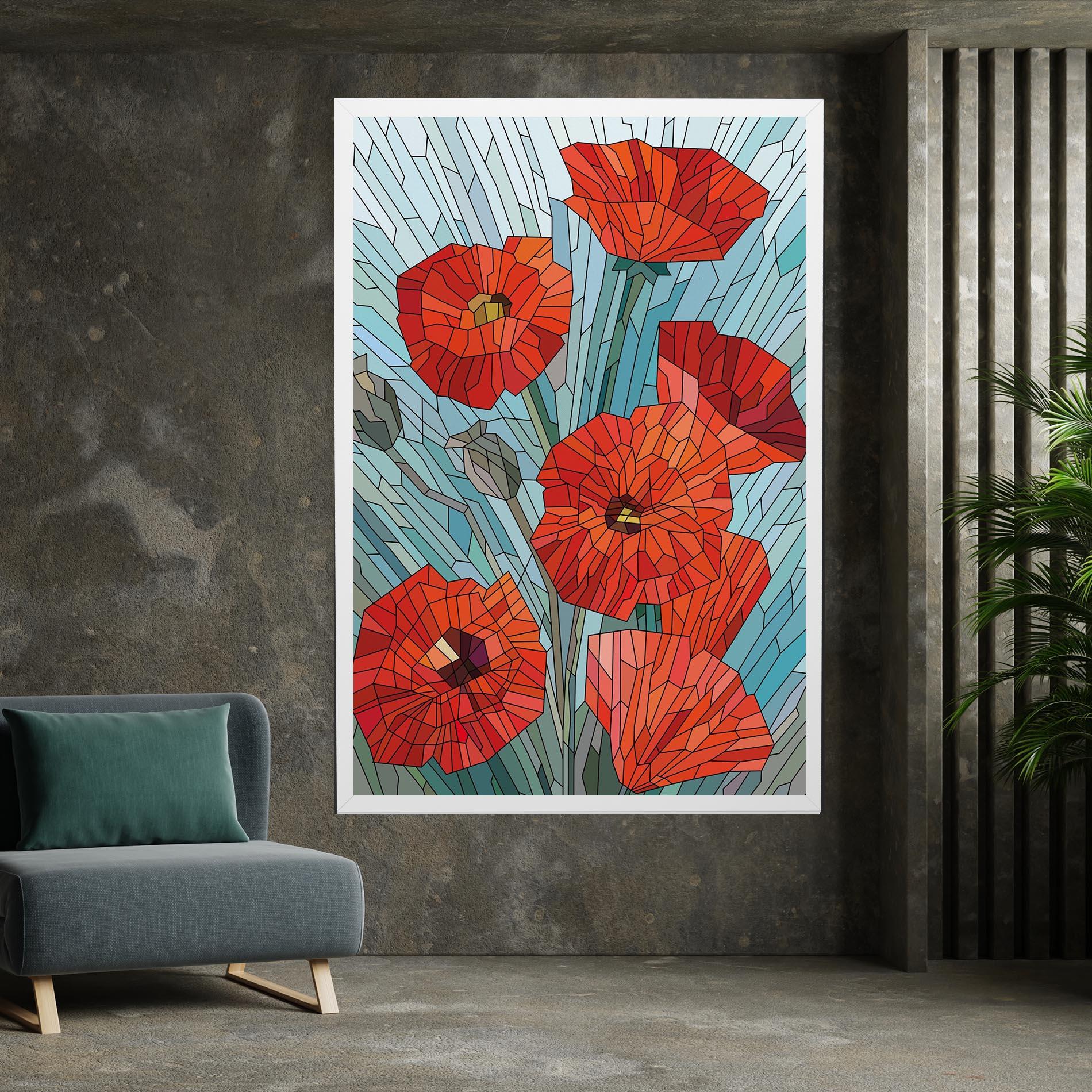 Tablou Canvas Blue Glass Poppy mockup 7