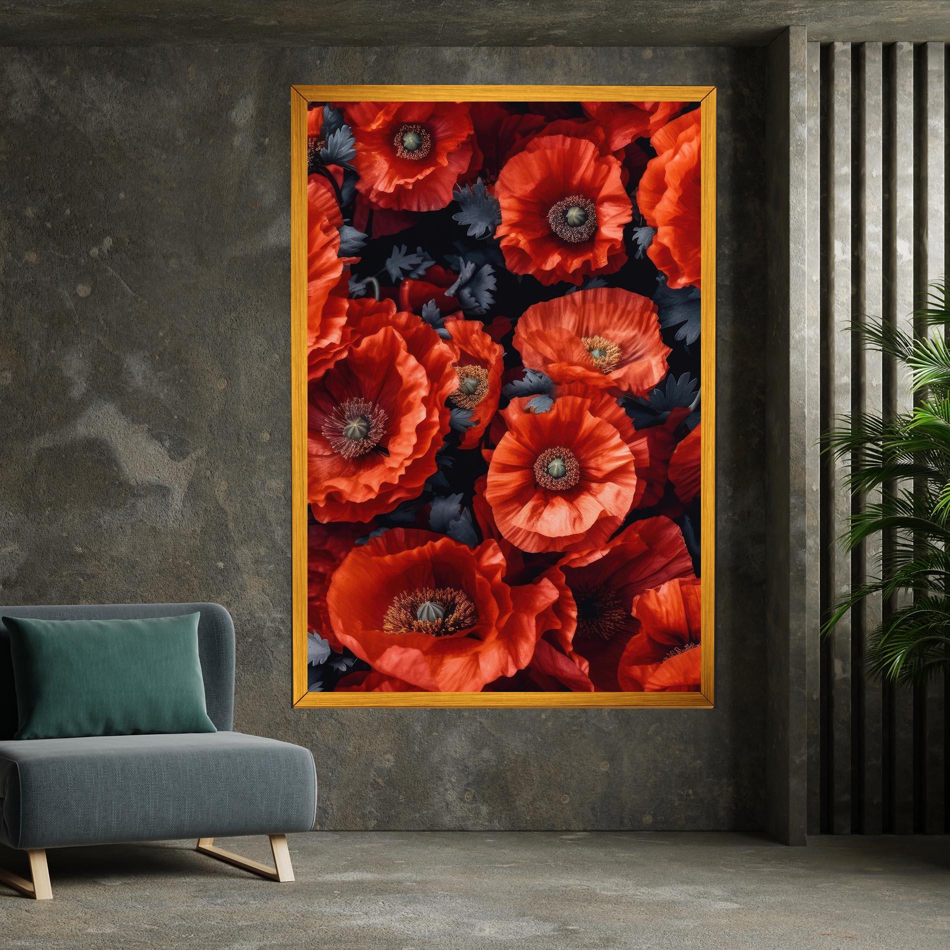 Tablou Canvas Black Red Poppies mockup 7