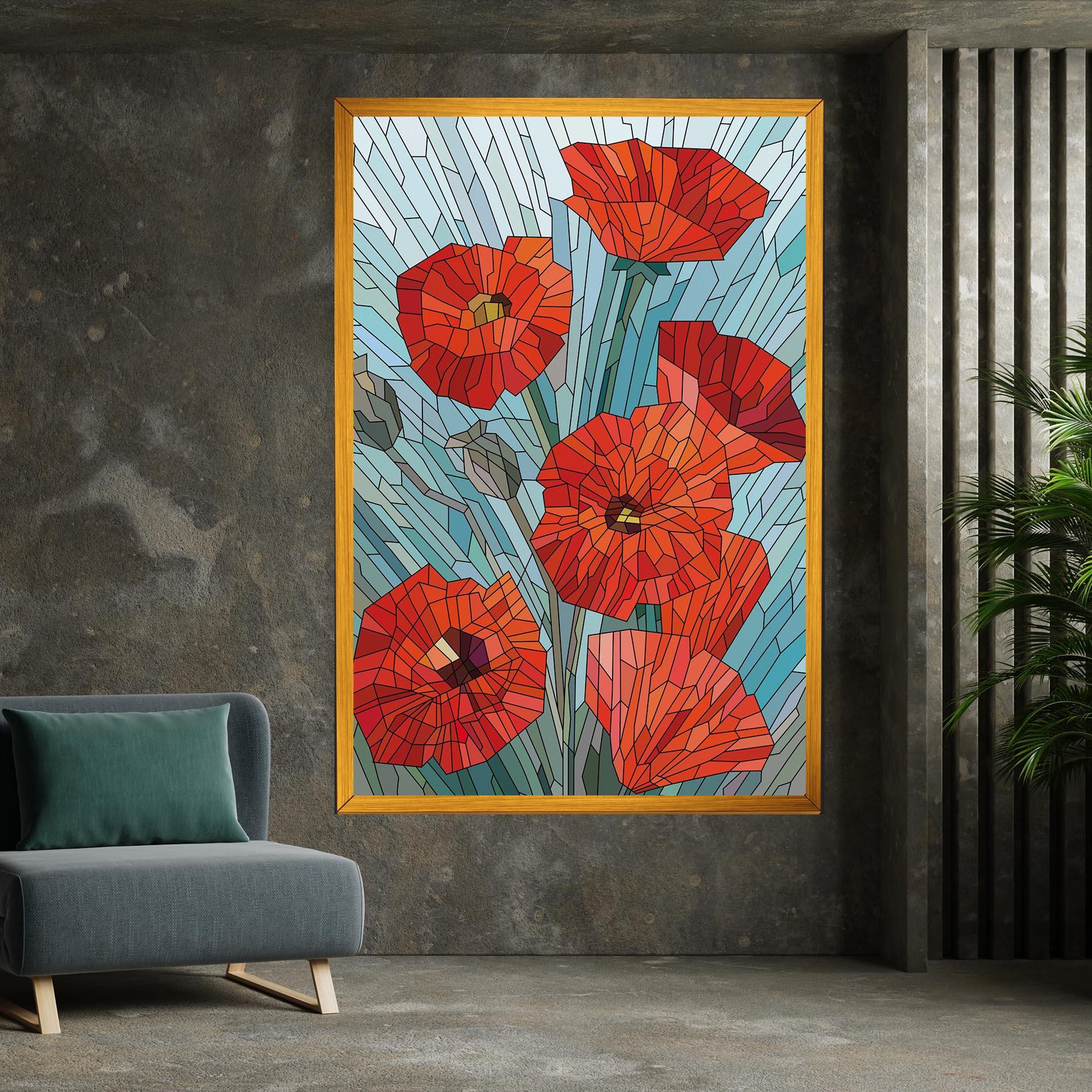 Tablou Canvas Blue Glass Poppy mockup 7