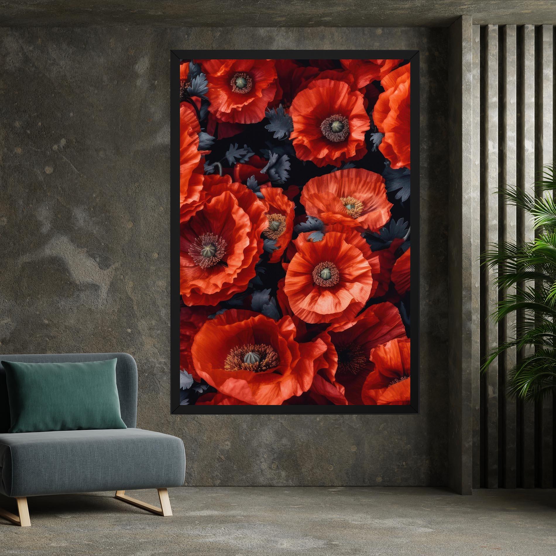 Tablou Canvas Black Red Poppies mockup 7