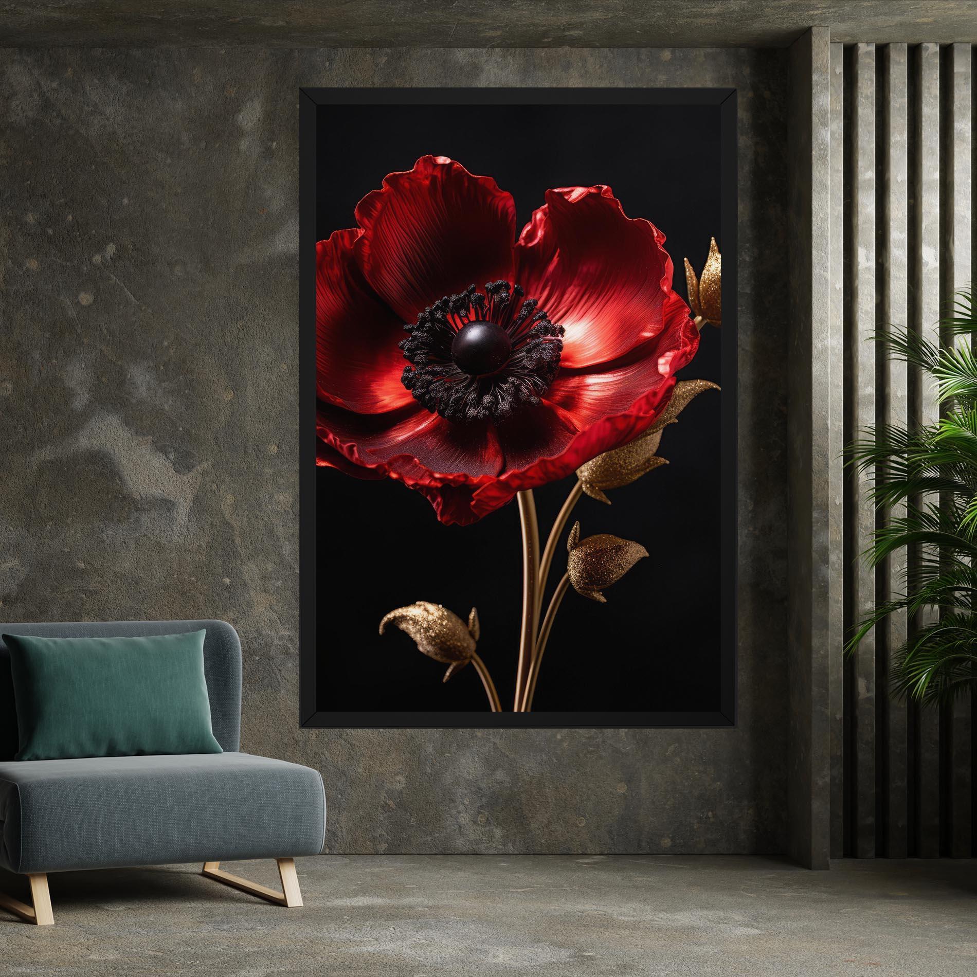 Tablou Canvas Dark Red Poppy mockup 7