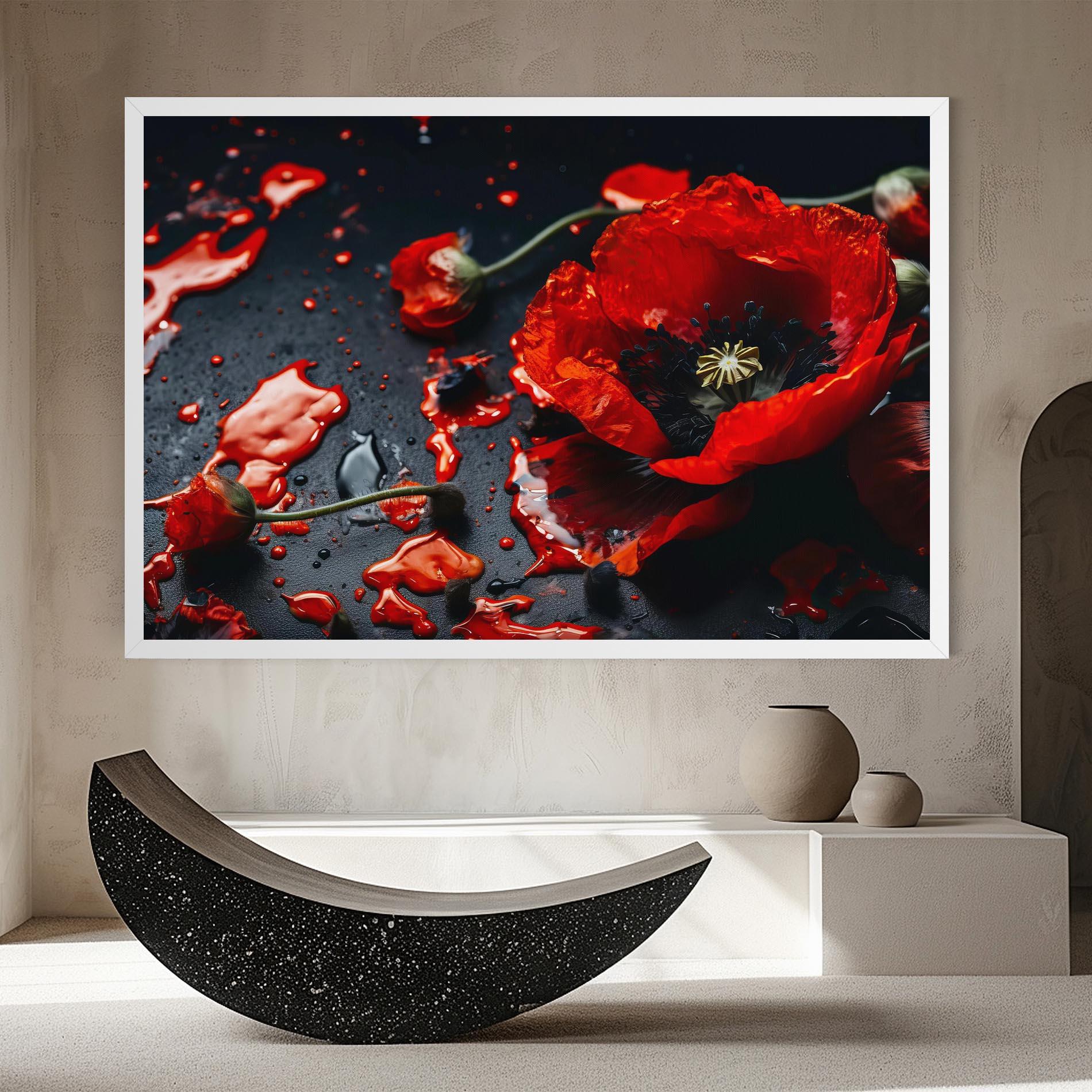 Tablou Canvas Beautiful Red Poppy Liquid mockup 8