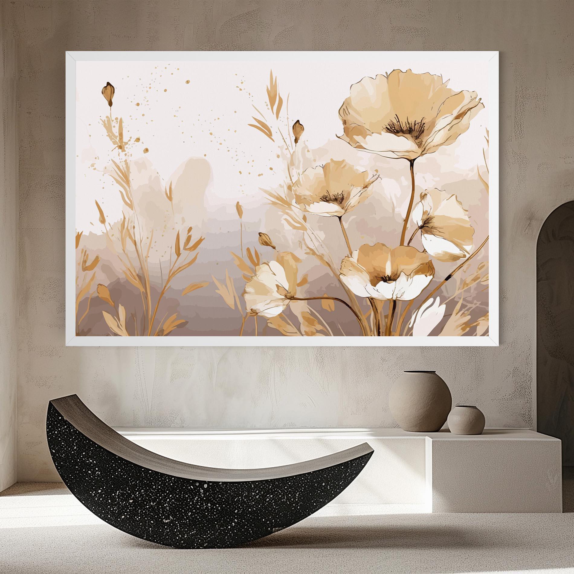 Tablou Canvas Gold Cream Poppy mockup 8