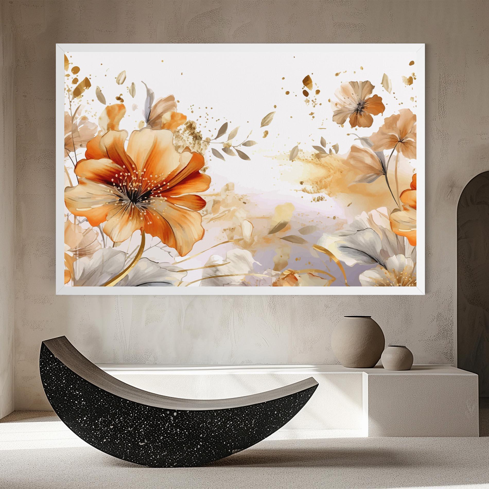 Tablou Canvas Gold Orange Poppy mockup 8