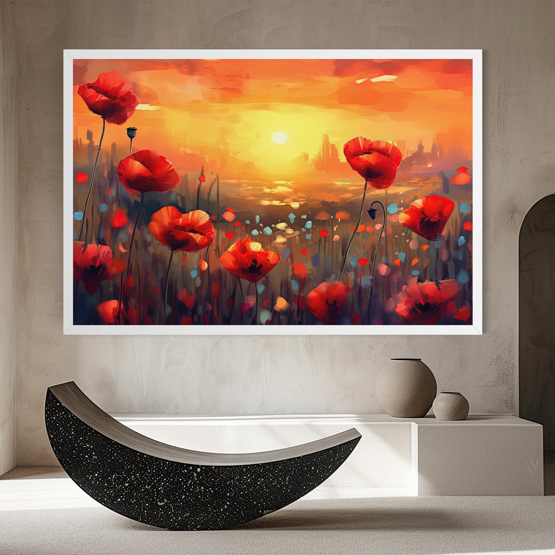 Tablou Canvas Sunrise Painting Poppies mockup 8