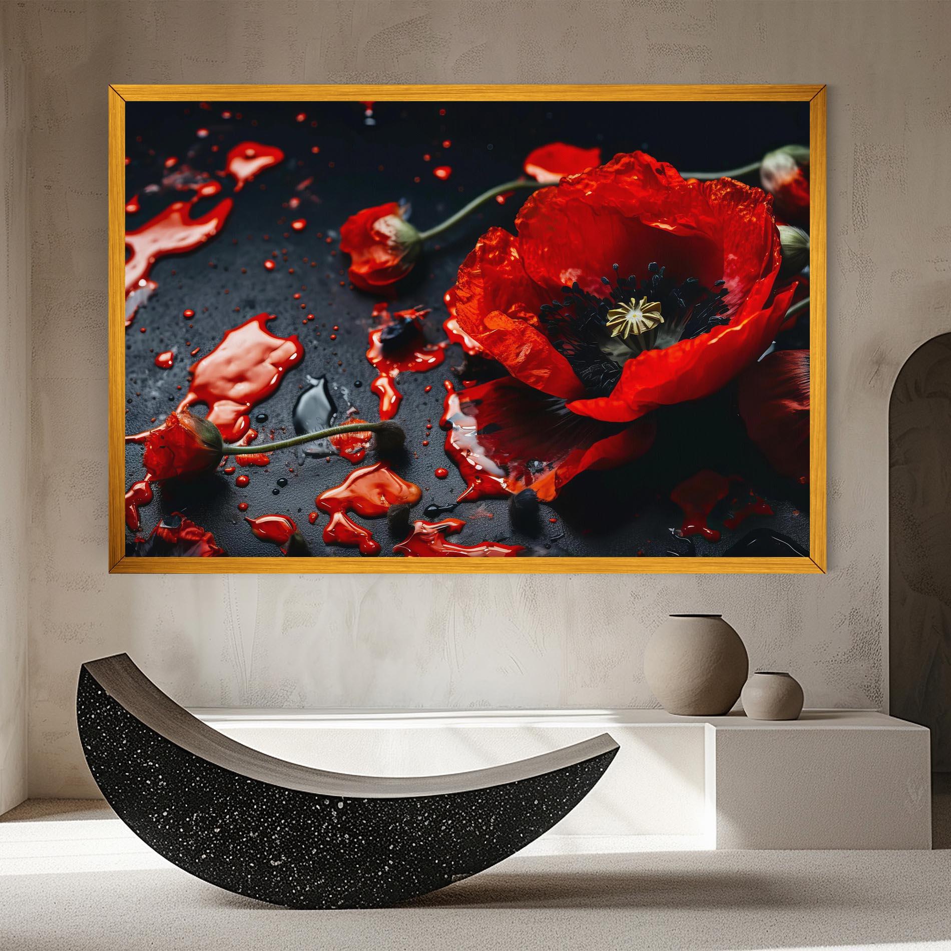 Tablou Canvas Beautiful Red Poppy Liquid mockup 8