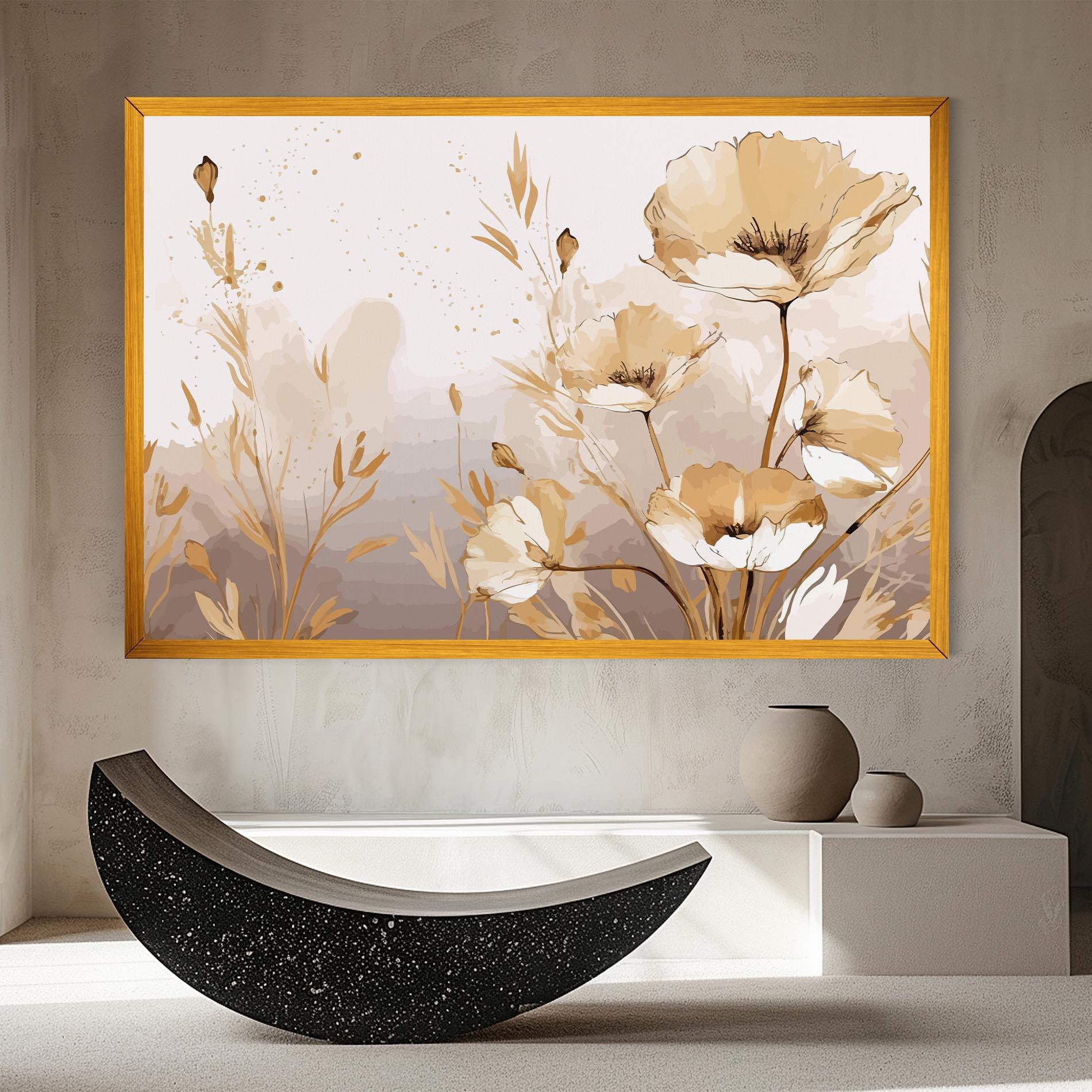 Tablou Canvas Gold Cream Poppy mockup 8