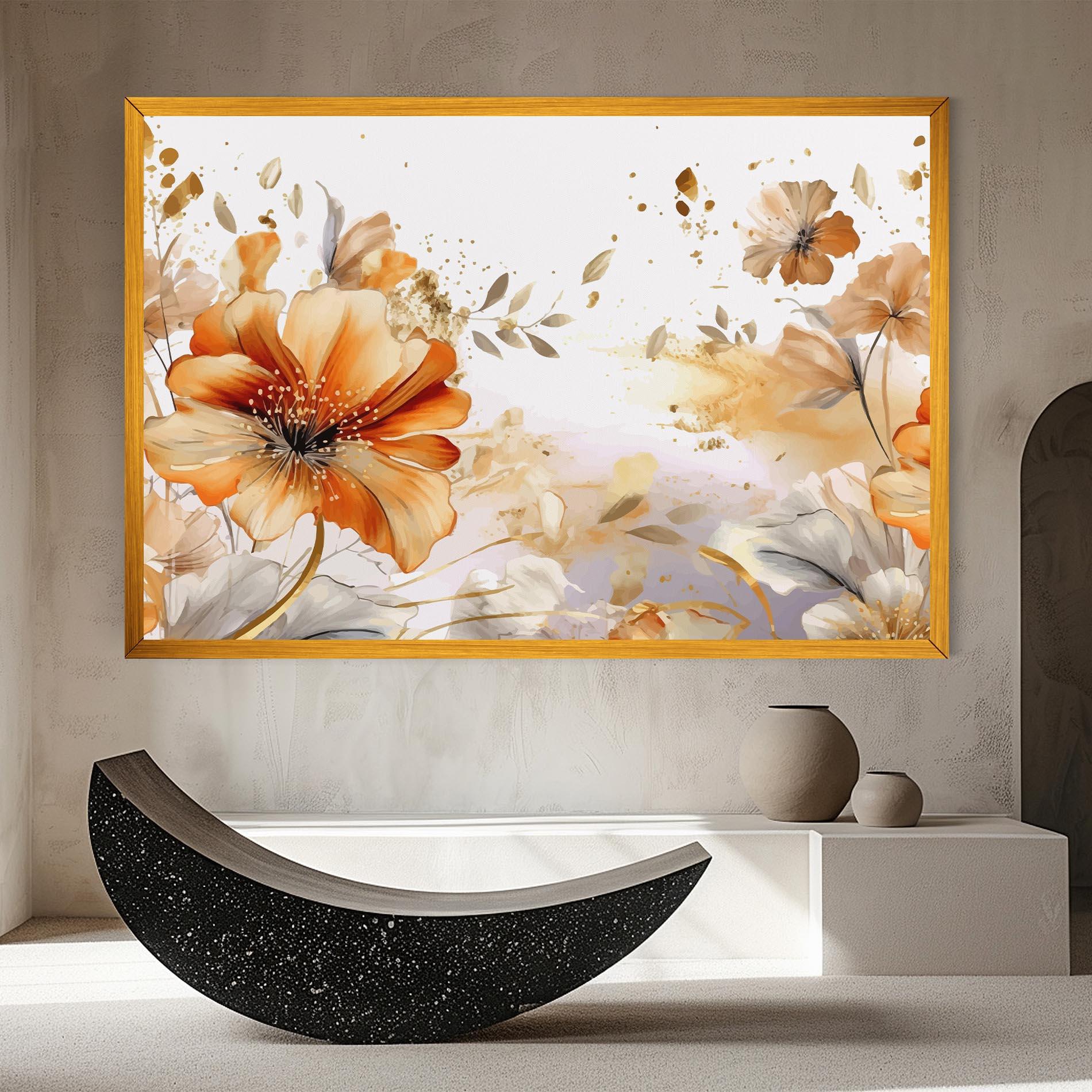 Tablou Canvas Gold Orange Poppy mockup 8