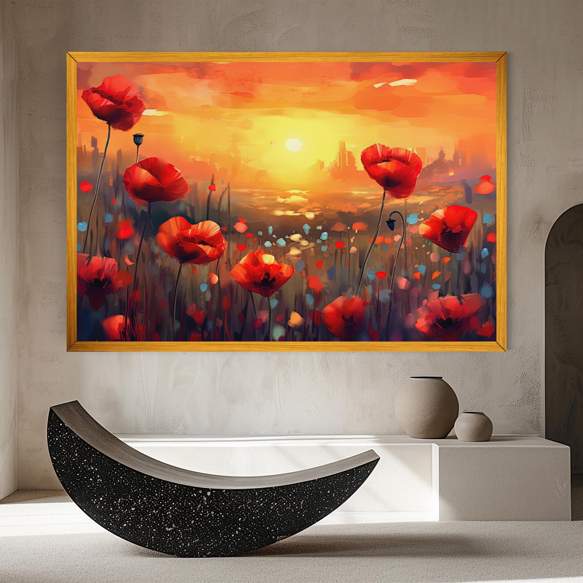 Tablou Canvas Sunrise Painting Poppies mockup 8