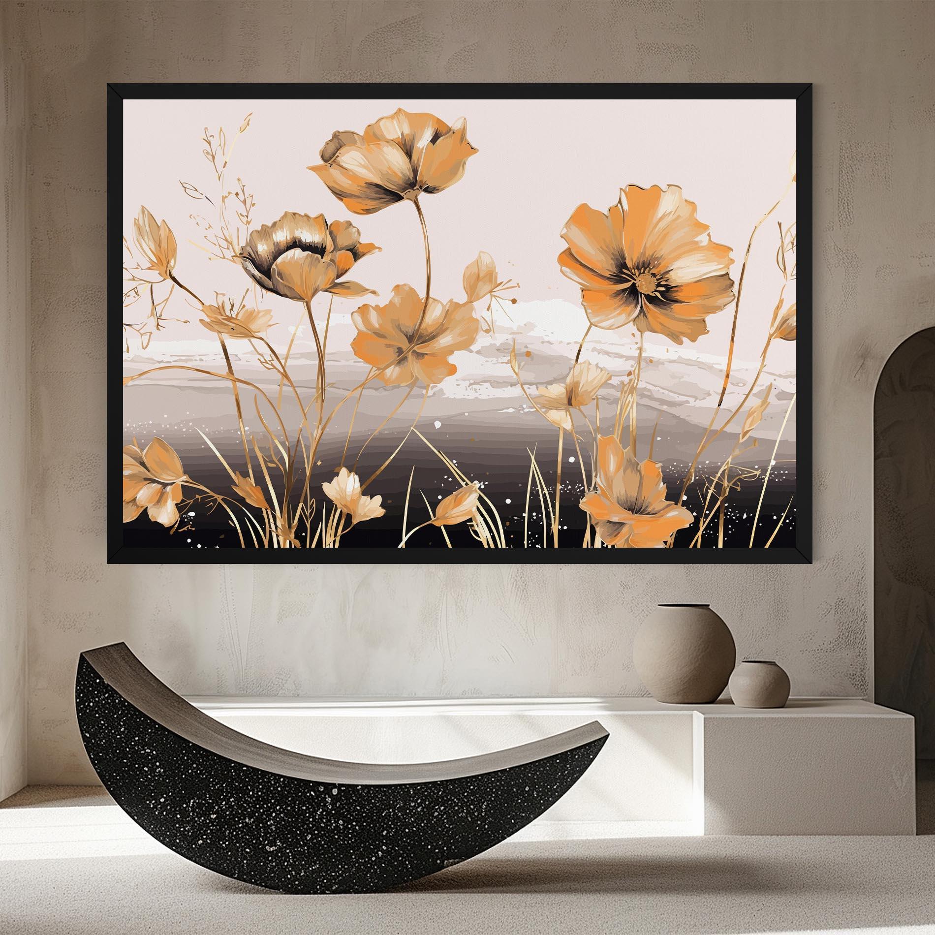 Tablou Canvas Gold Black Poppy mockup 8
