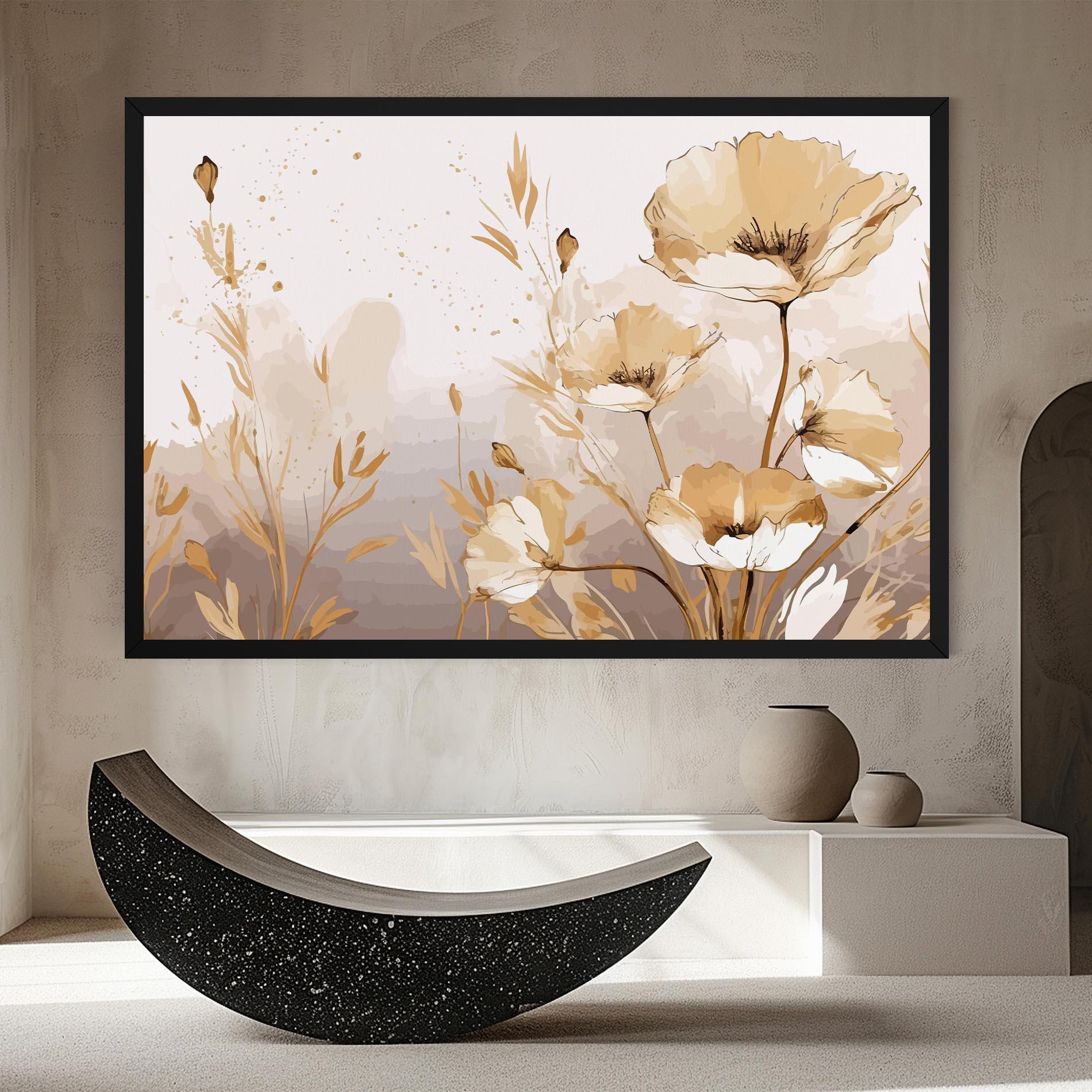 Tablou Canvas Gold Cream Poppy mockup 8