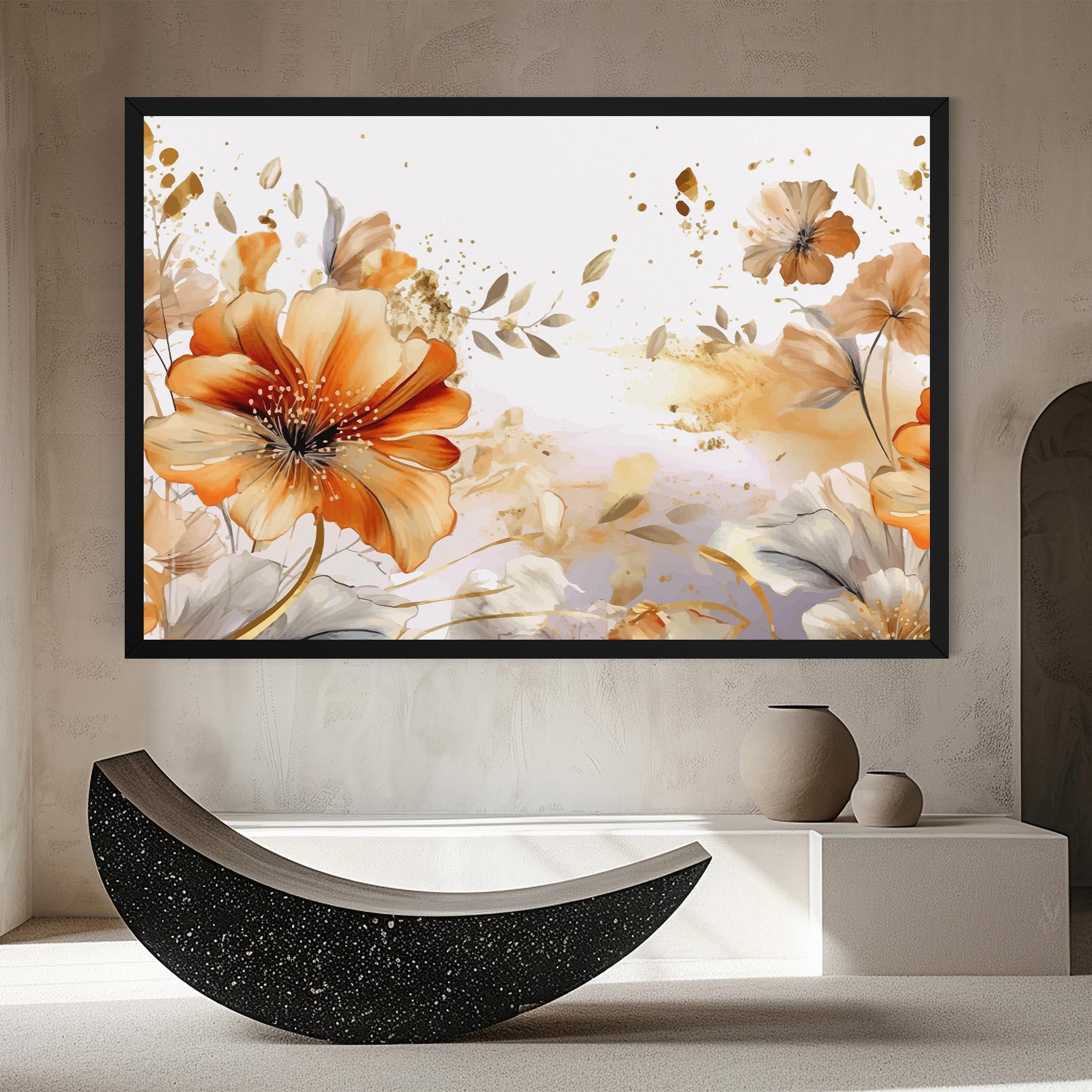 Tablou Canvas Gold Orange Poppy mockup 8