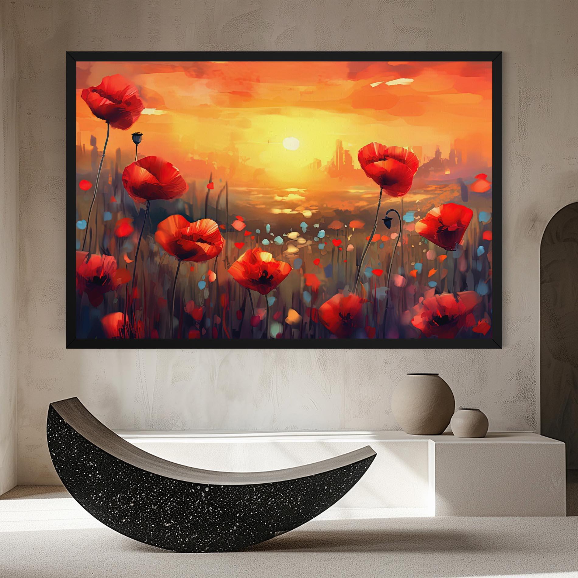 Tablou Canvas Sunrise Painting Poppies mockup 8