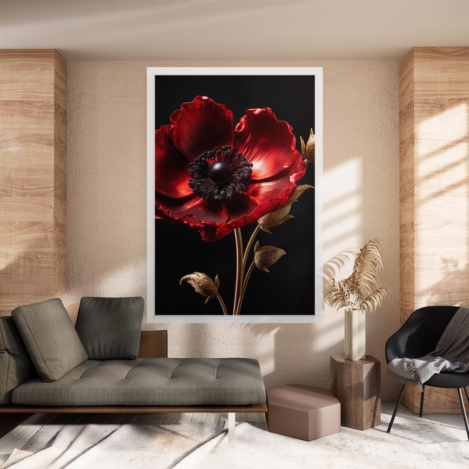 Tablou Canvas Dark Red Poppy mockup 8